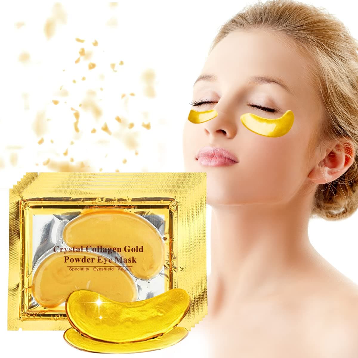 30 Pares de Parches para Ojos-Máscaras de colágeno de 24 K en polvo de oro