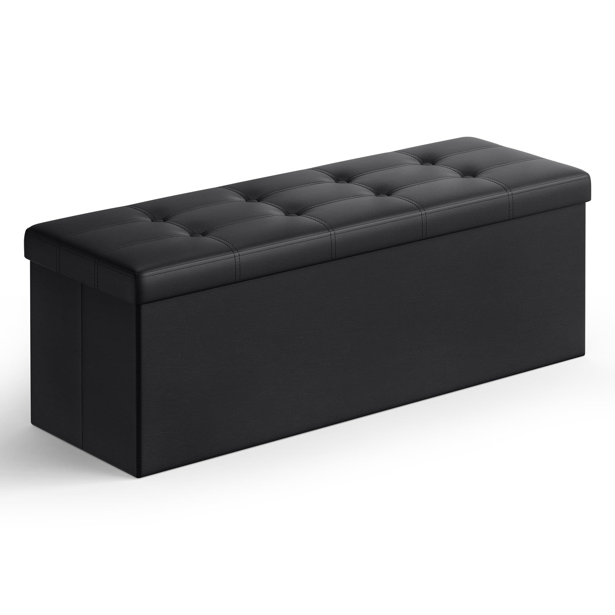 SONGMICS Puff Almacenaje, Banco de Almacenamiento, 38 x 110 x 38 cm, Soporta hasta 300 kg, para