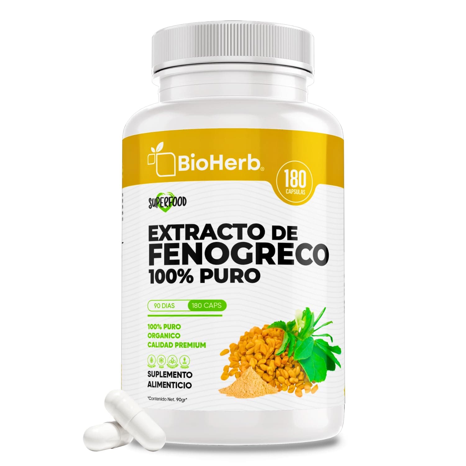 BioHerb® | Fenogreco 100% Puro Extracto Orgánico de Alta Concentración