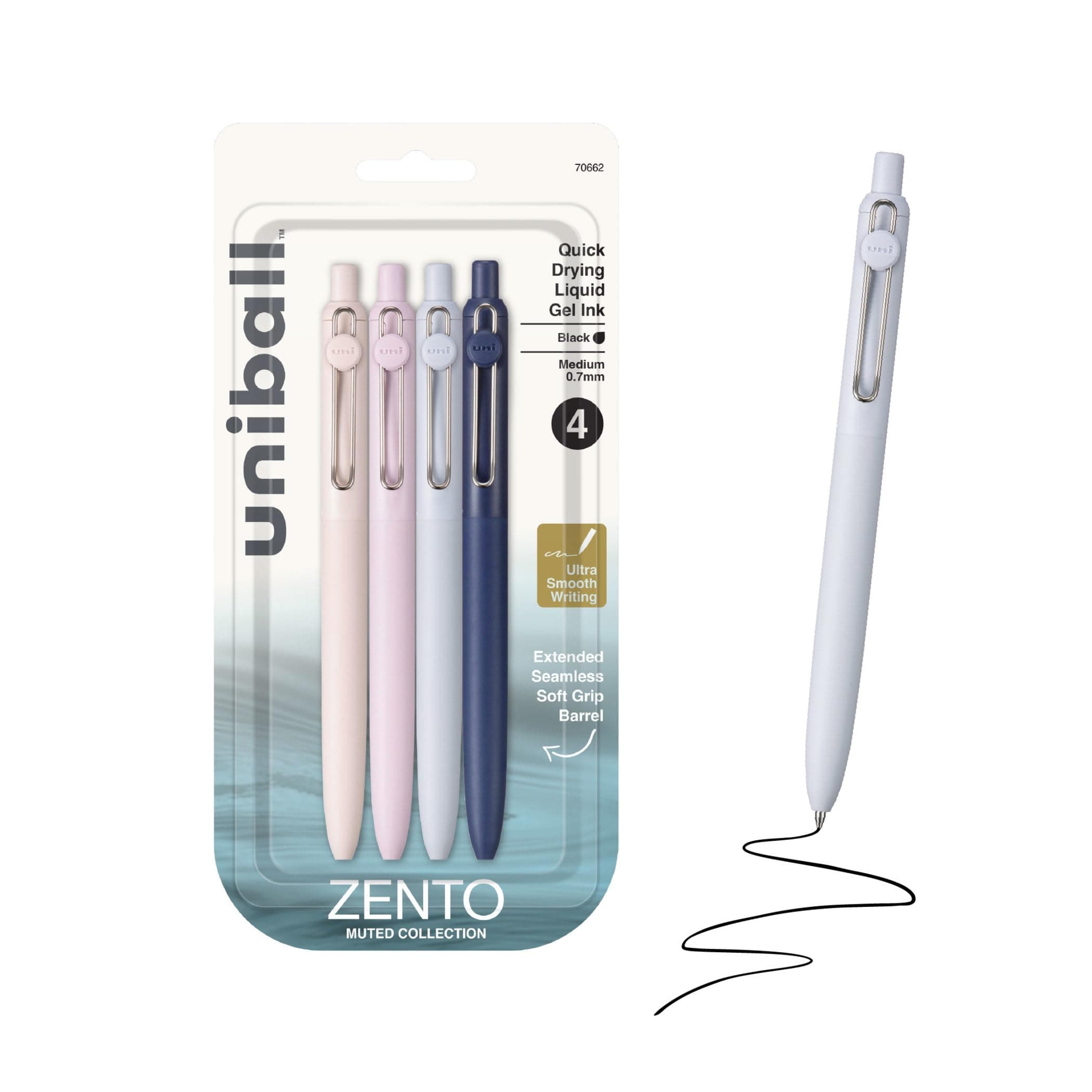 Uni-ball Zento - 4 Bolígrafos Roller de Tinta de Gel