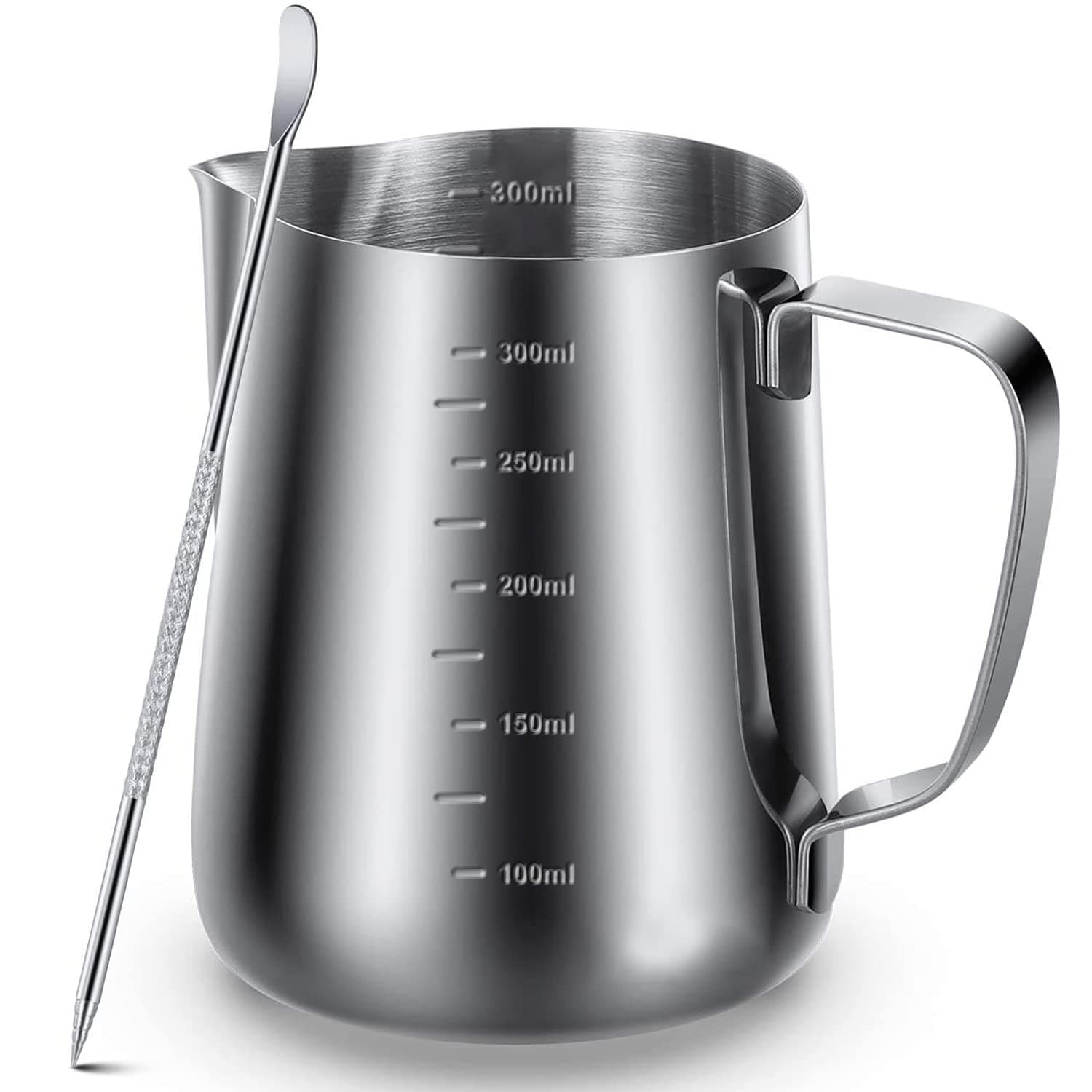 Jarra para Espumar Leche 12oz de Acero Inoxidable(350ML+Barista Pen)