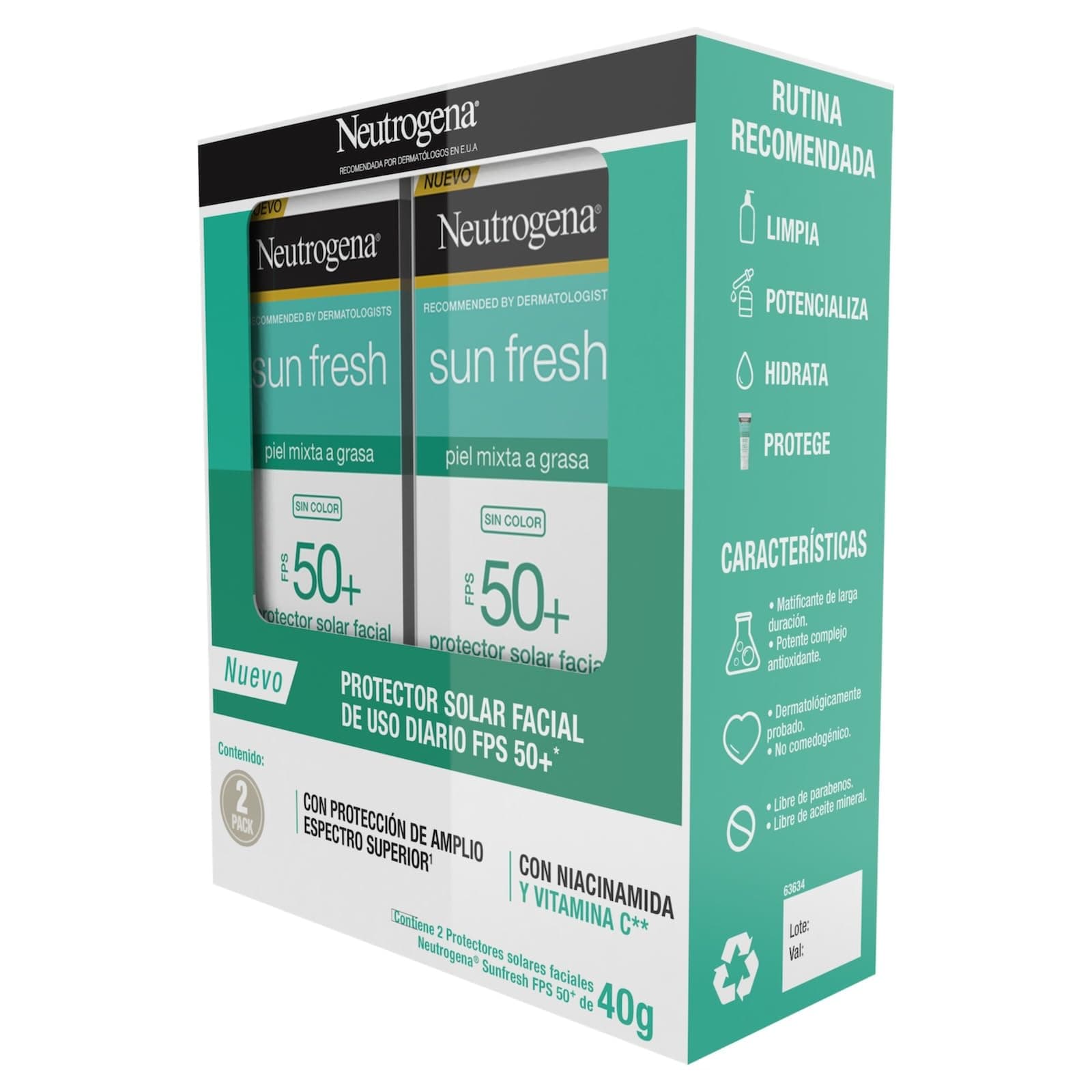 Neutrogena Sun Fresh sin Color FPS50 40G 2 Pack