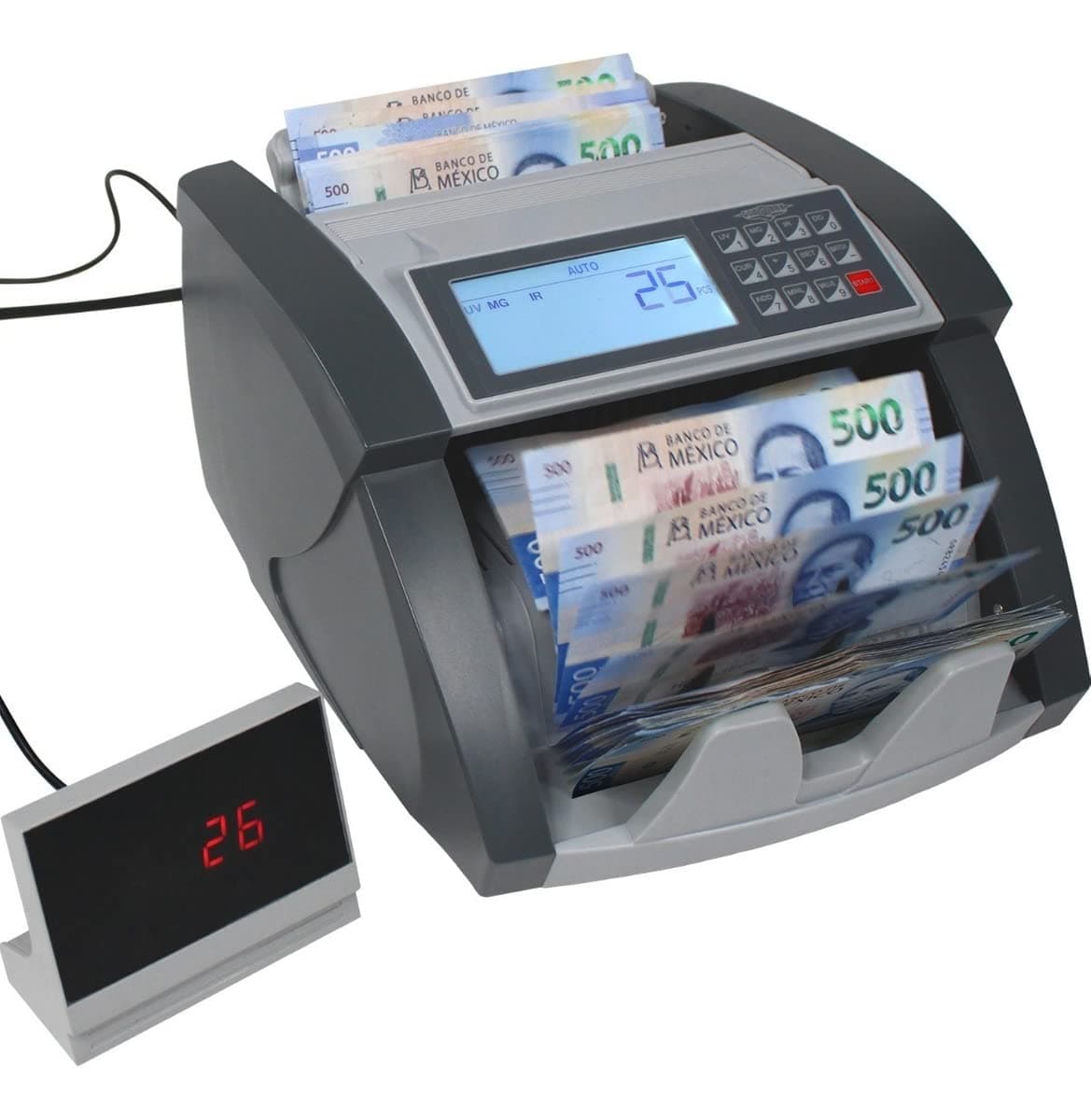 GUTSTARK Contador De Billetes Detector Falsos 1000 Piezas Min UV MG IR DD Pantalla Digital Roja