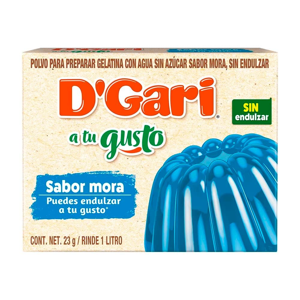D´Gari Polvo para preparar gelatina a tu gusto sabor mora silvestre 23g