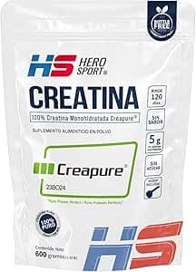 HEROSPORTS | Creatina Monohidratada Creapure® 600g. 100% Pura. Solo 1 Ingrediente Creatina Alemana
