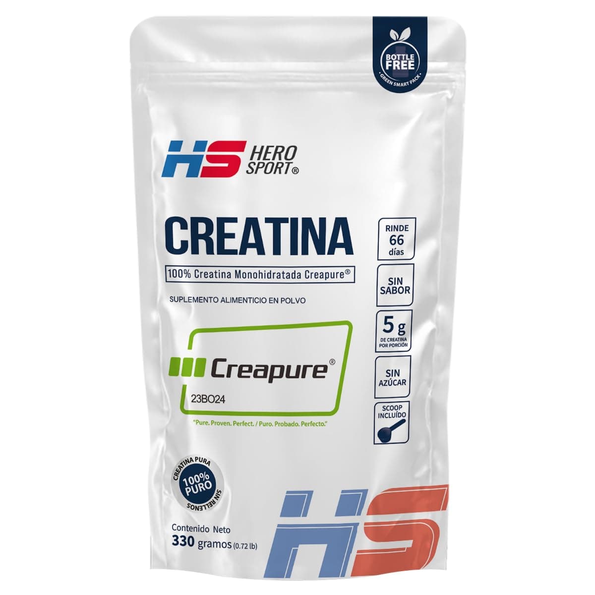 HS HERO SPORT Creatina Monohidratada Micronizada Creapure® 330g. 100% Pura. Creatina Alemana