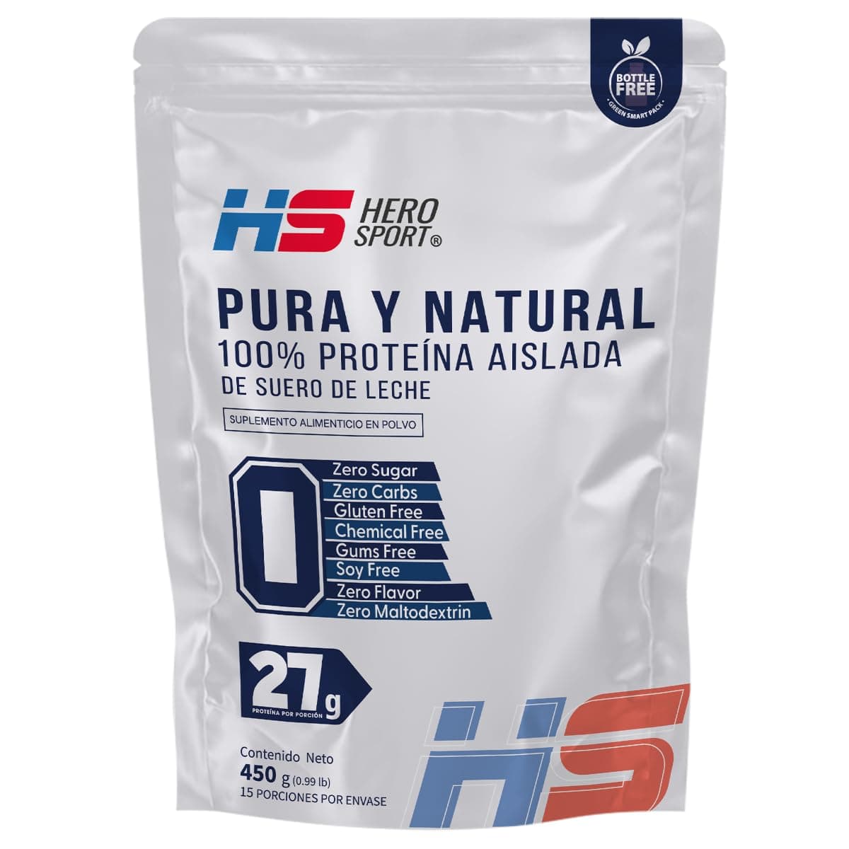 HS HERO SPORT Protein Pure and Natural Whey Protein Isolate 450g. 100% Proteína Aislada