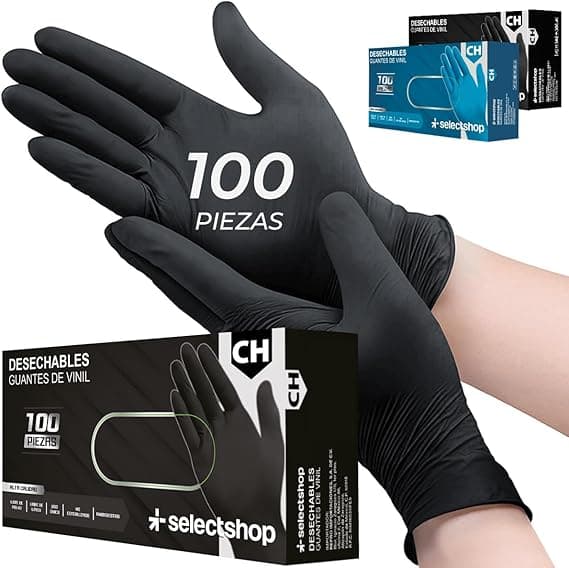 SELECTSHOP Pack De 100 Guantes De Nitrilo Vinil Desechables Sin Polvo Guante Industrial Resistente