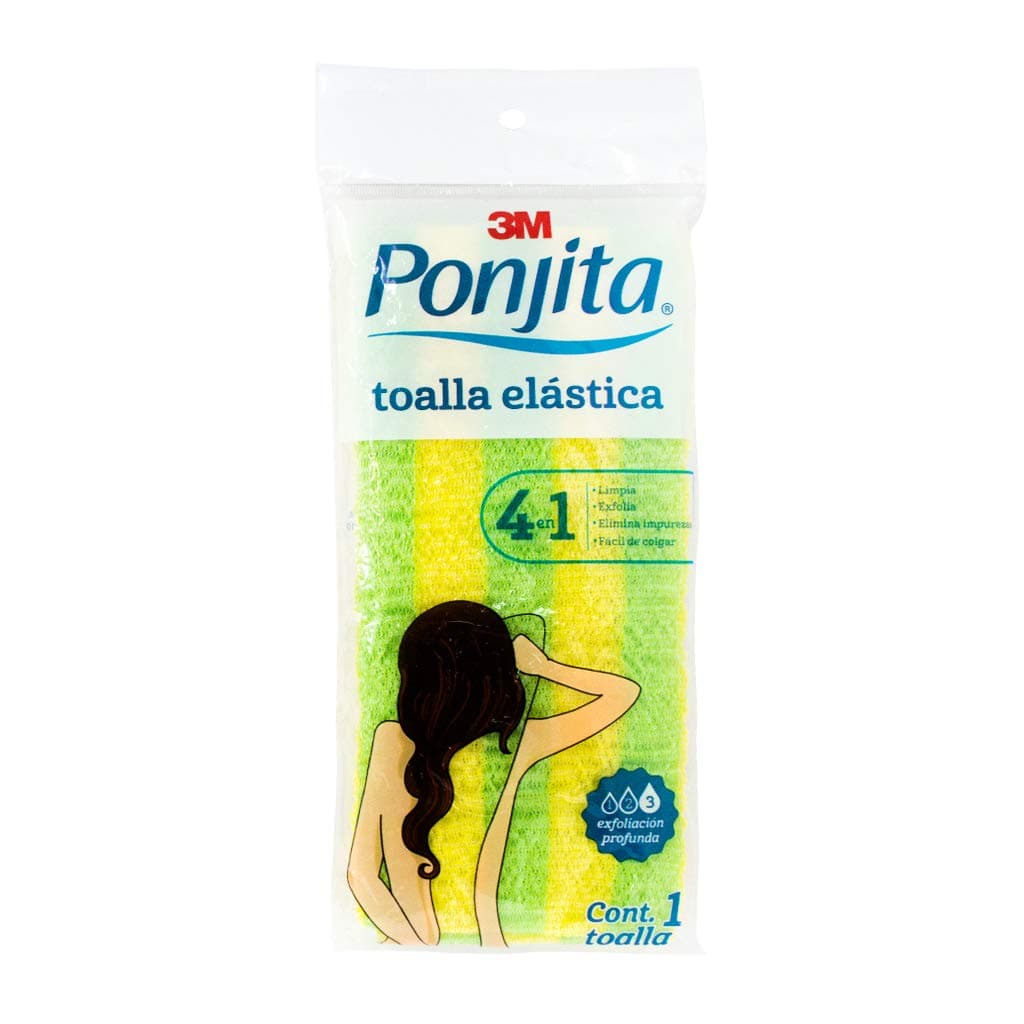 PONJITA 3M Toalla Elástica Exfoliante Rayada Limpieza Profunda 1 pieza