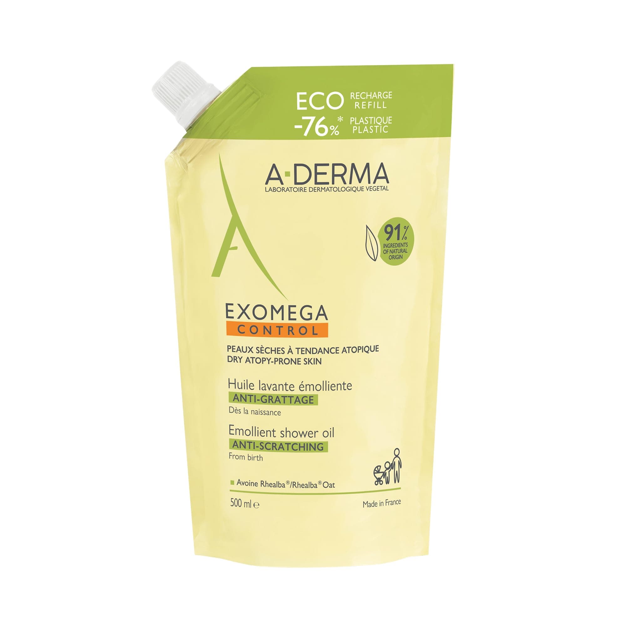 A-DERMA Exomega Control Aceite de Ducha Piel Atópica Muy Seca Repuesto 500ml