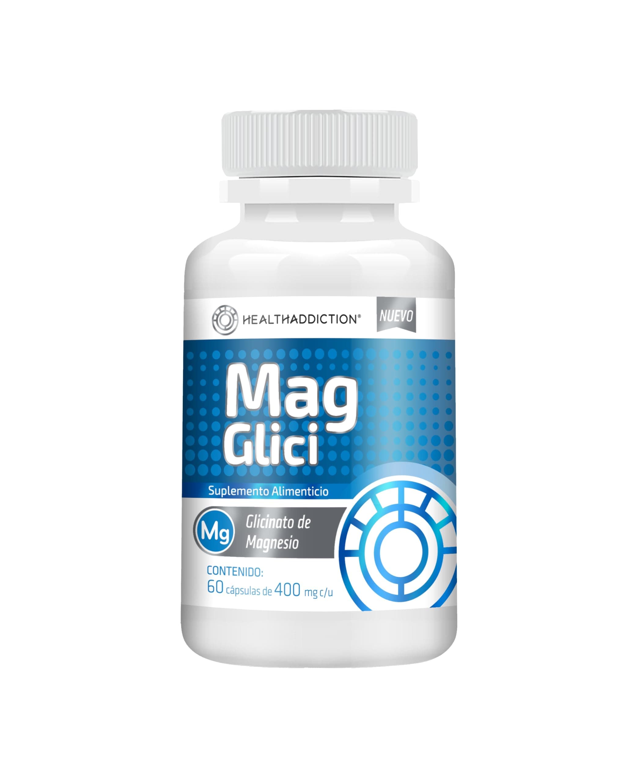 HEALTHADDICTION - Glicinato de Magnesio 400 mg – Cápsulas para Relajación Muscular y Mejora del