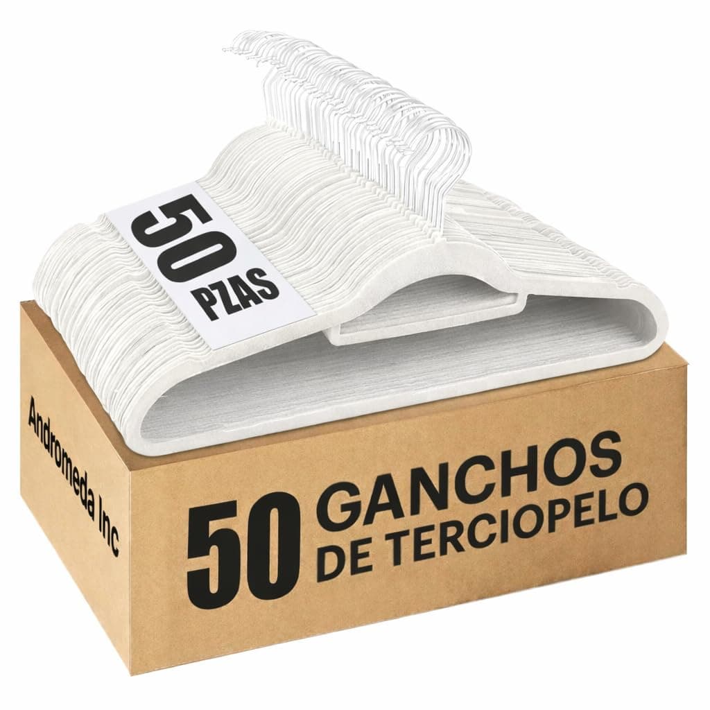 ANDROMEDA INC. Ganchos para Ropa de Terciopelo 50 Piezas Perchas de Ropa Calidad Premium Gancho 360