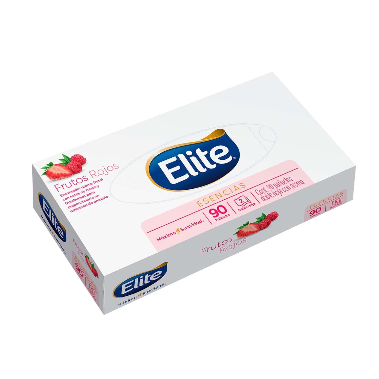 Elite Escencias Frutos Rojos 90 Pañuelos Faciales Fresa Frambuesa