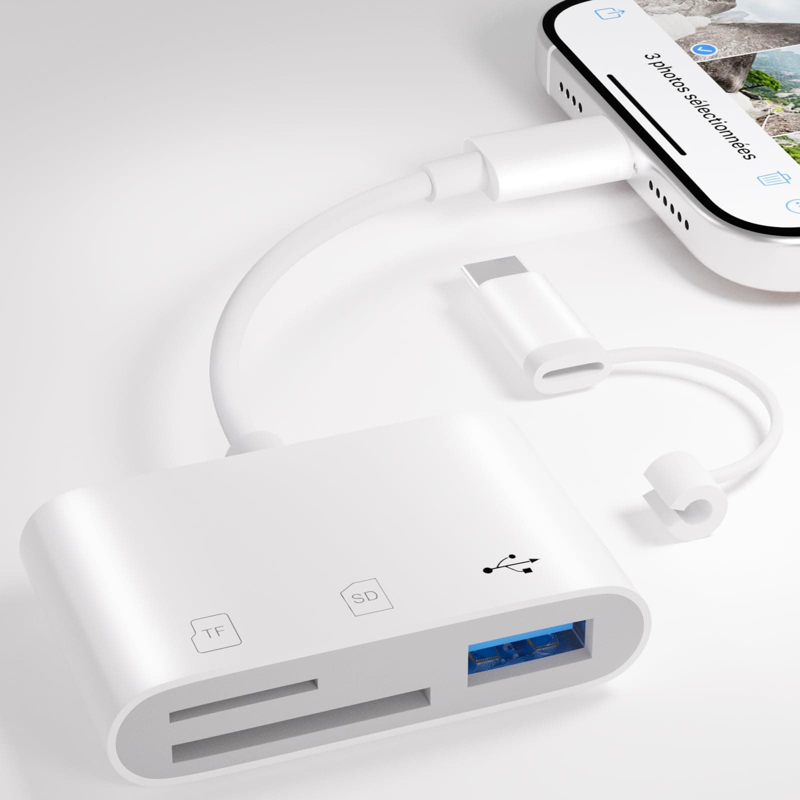 BALYSTOK Adaptador SD para iPhone/iPad 3 en 1