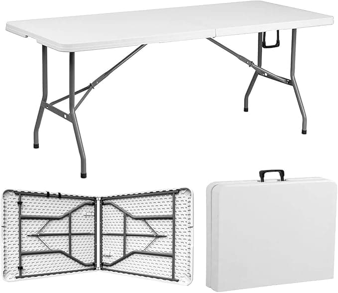 Raganet, Mesa Plegable de Plastico, en Forma Rectangular, 180 Centimetros de Largo, Plástico