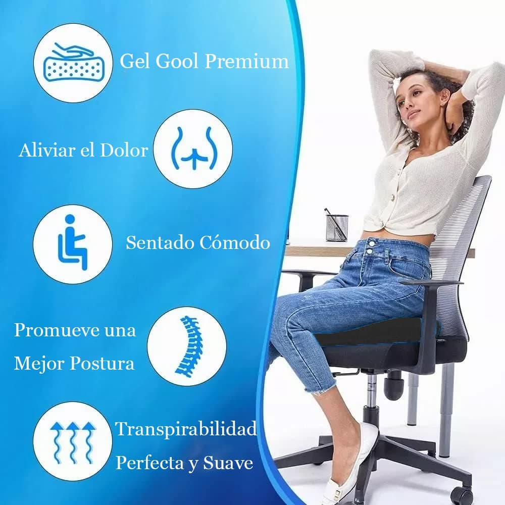 Cojin Gel Silicon, Cojín de Sillas de Ergonomico Panal Comodo Asiento Auto Silla para Ciática