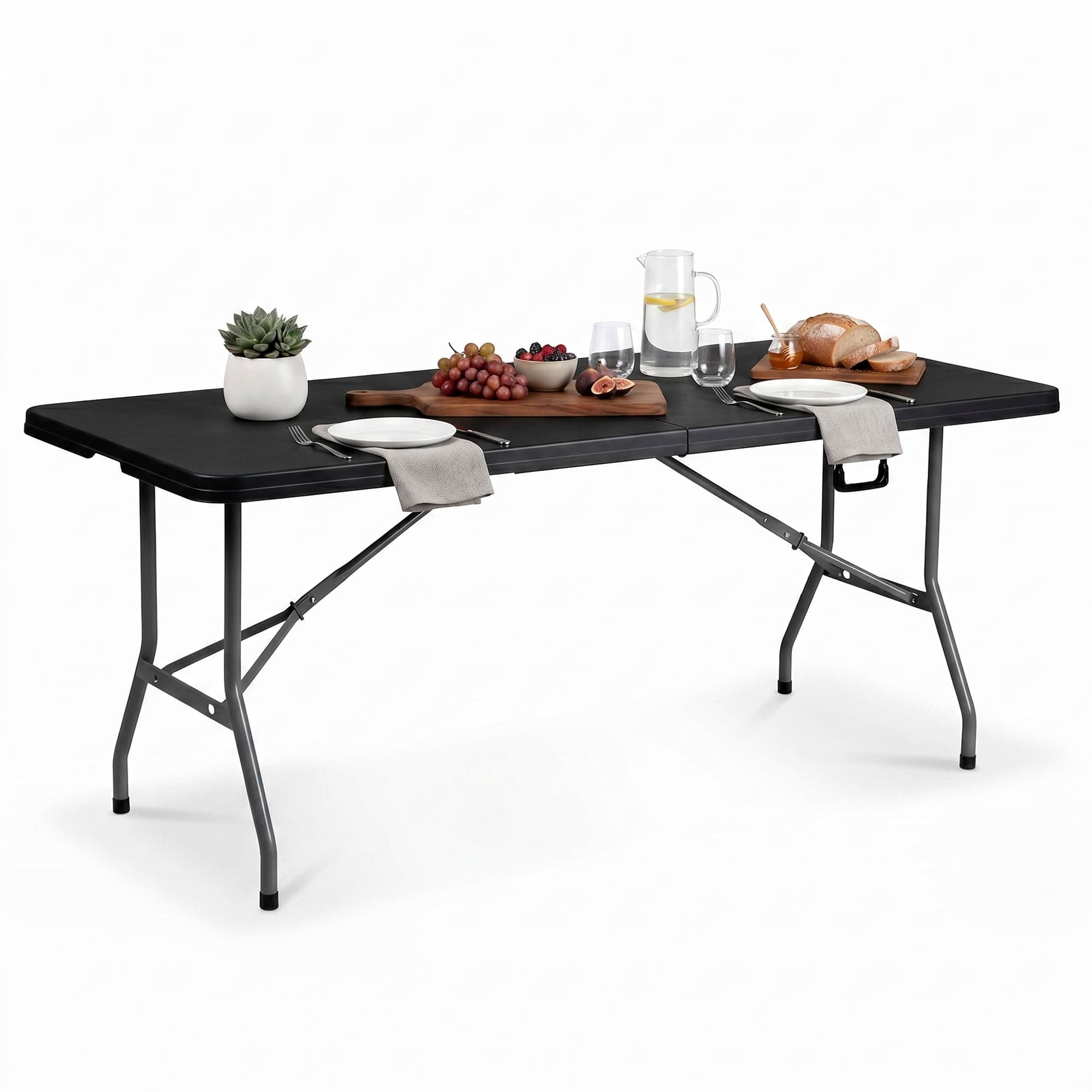 Raganet, Mesa Plegable de Plastico, en Forma Rectangular, 180 Centimetros de Largo, Plástico