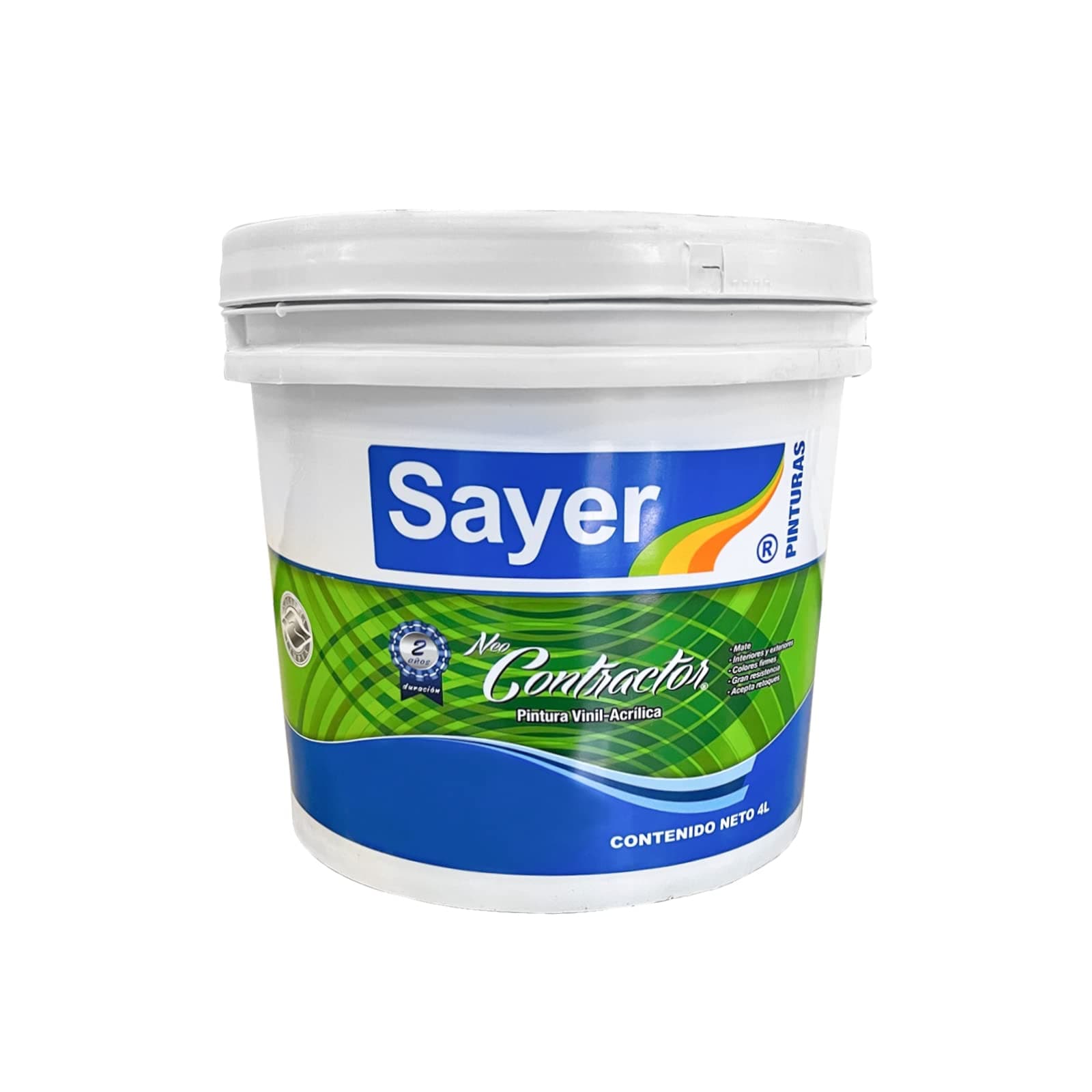 Pintura Vinílica Acrílica Sayer Contractor Mate 4 L (BLANCO) (Presentación puede variar)