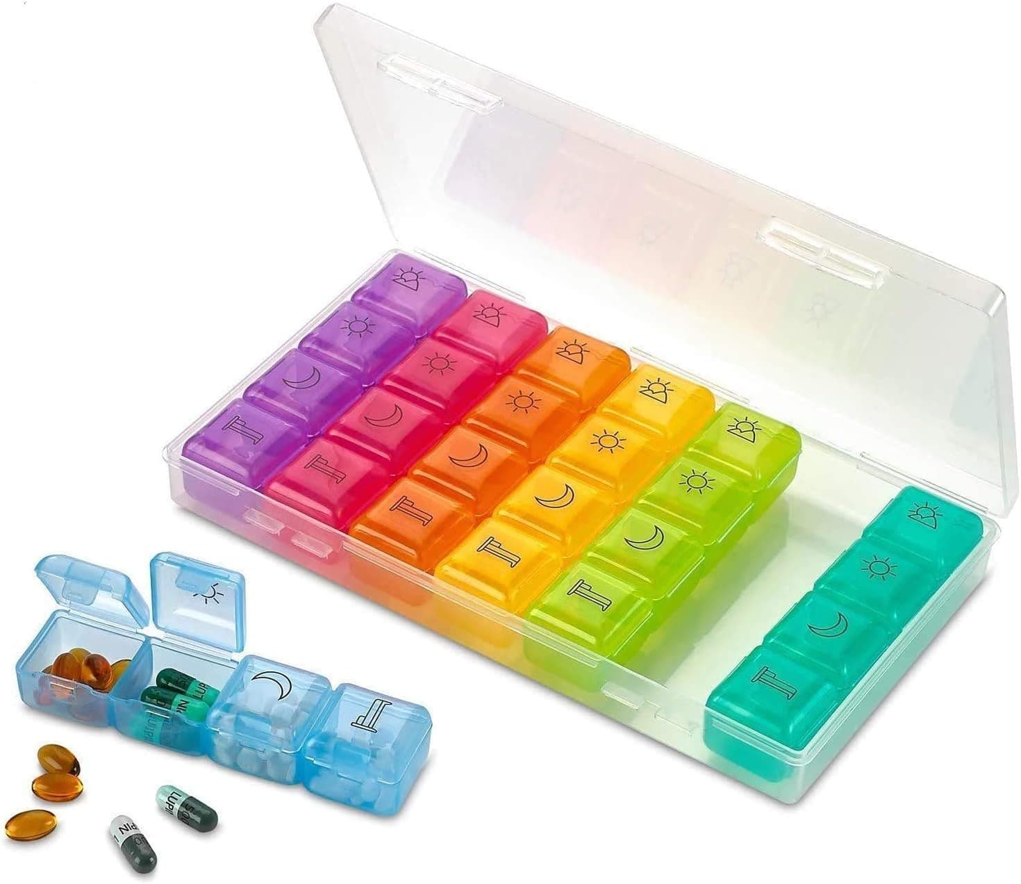 LETTURE Organizador de Pastilla con 28 Compartimentos para Poner Pastillero Semanal de Caja
