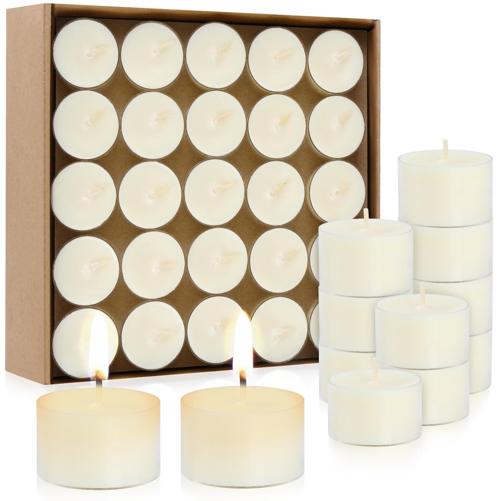 50 Velas Naturales Sin Fragancia de Té de 8 Horas