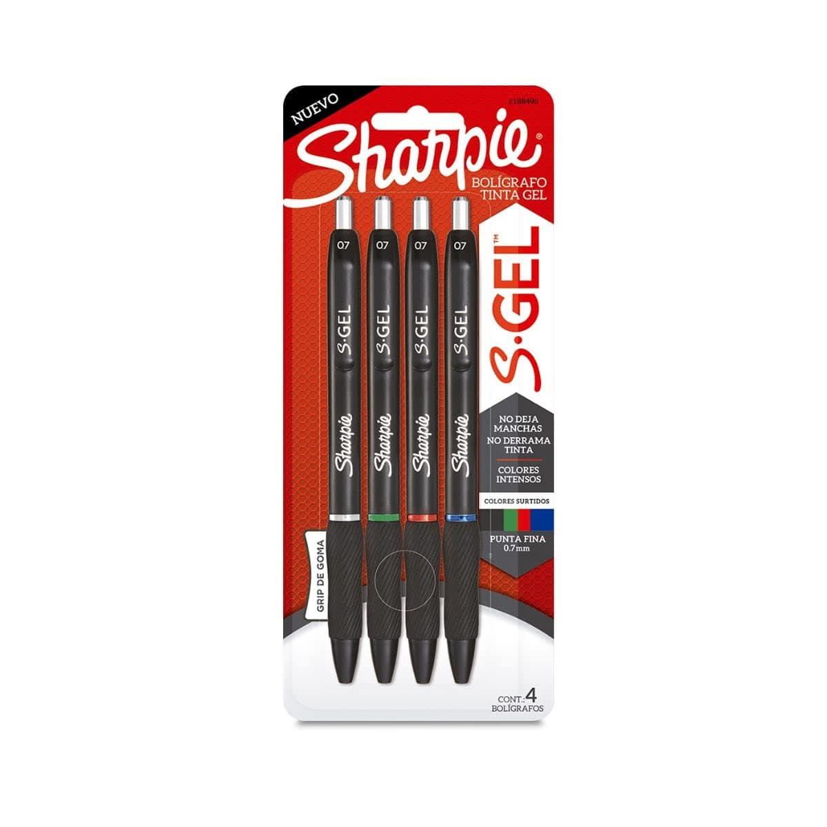Sharpie® S-Gel, Boligrafo tinta Gel, Punta Media (0.7mm), Boligrafos Tinta Gel Surtidos, 4 piezas
