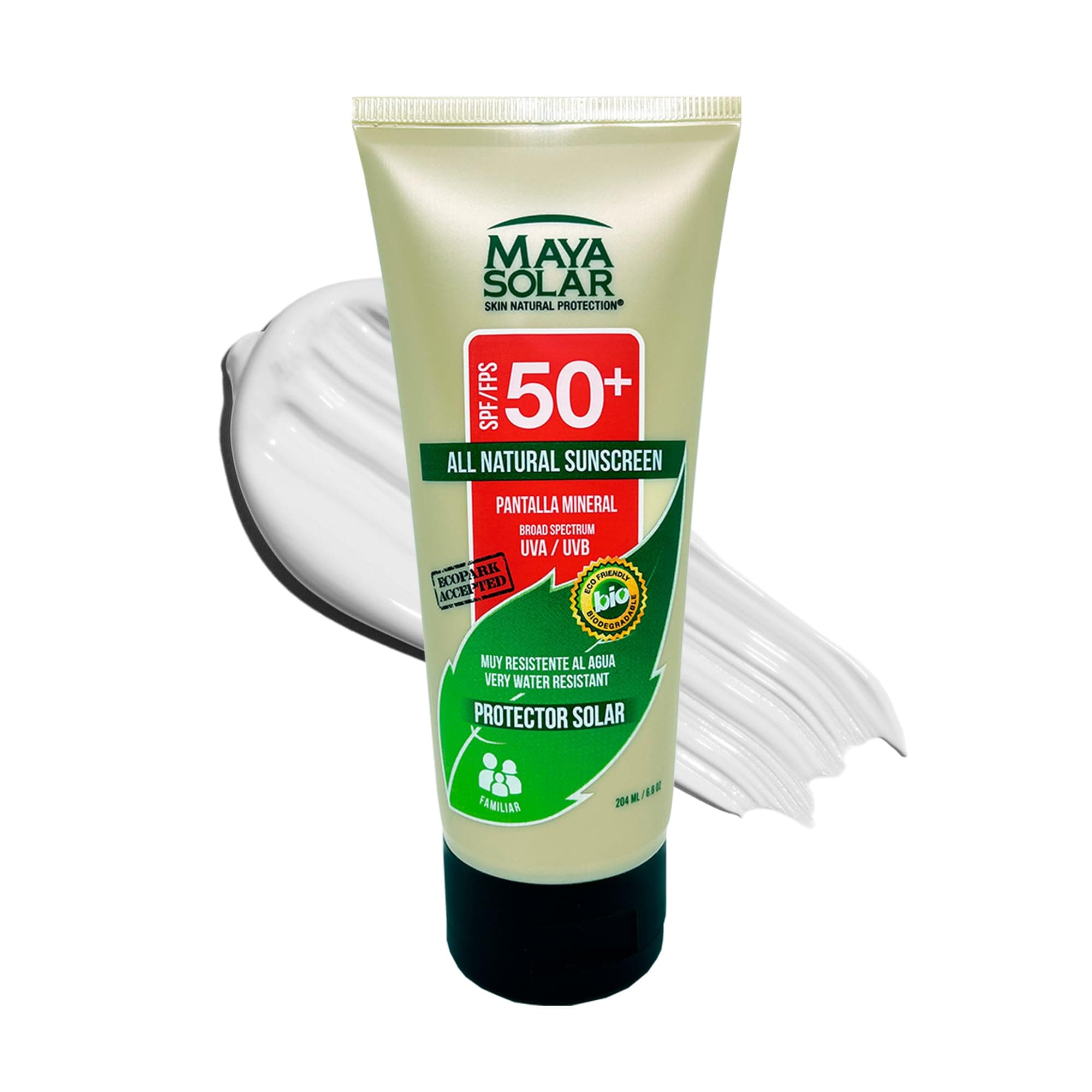 Maya Solar. Bloqueador Solar Corporal. 100% Ingredientes Naturales Minerales SPF 50+ Uso Diario 204