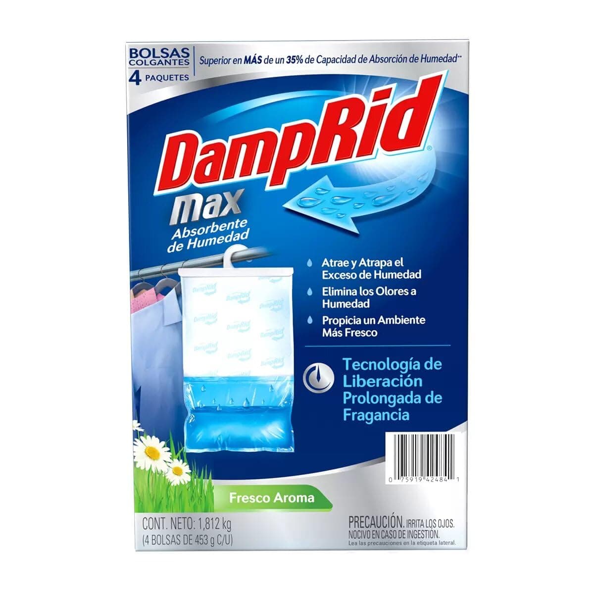 DampRid Max Absorbente de Humedad para Colgar en Armarios. Deshumidificador que Atrapa el Exceso de