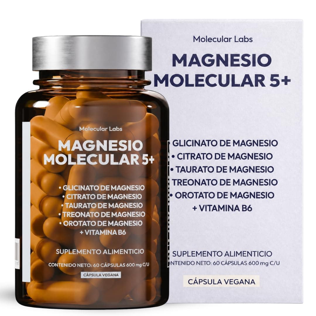 Molecular Labs | Magnesio Molecular 5+ | Suplemento de Magnesio Complex con 5 Magnesios + Vitamina