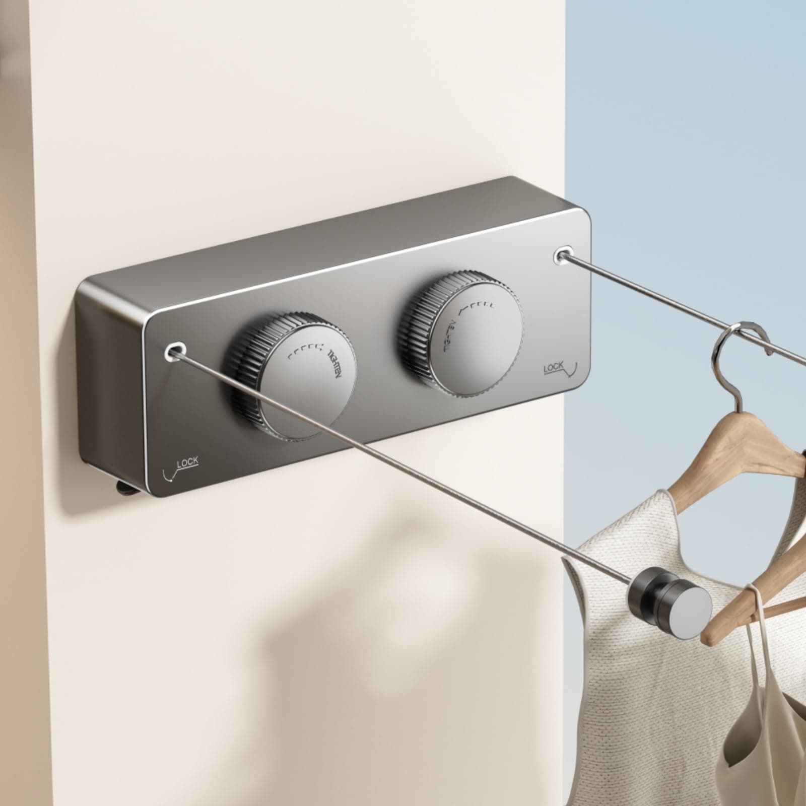 Tofaney Tendedero Retractil Pared Aluminio Retráctil hasta 4.2 Metros Ajustable Tendedero Retractil