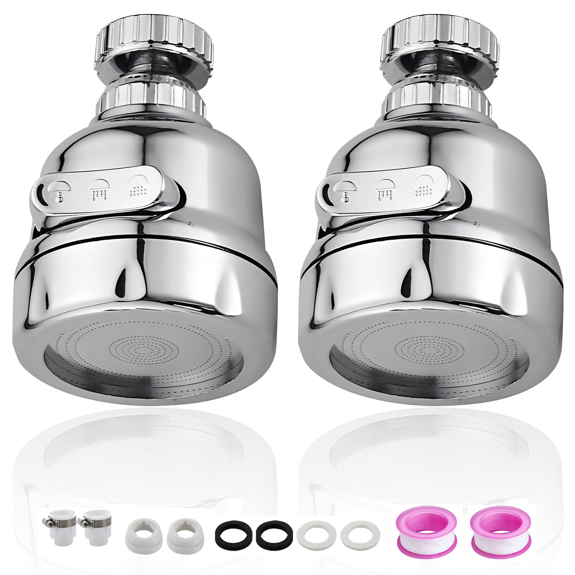 2 Piezas Regadera para Fregadero de Cocina, Aireador de Grifo 360°Giratorio