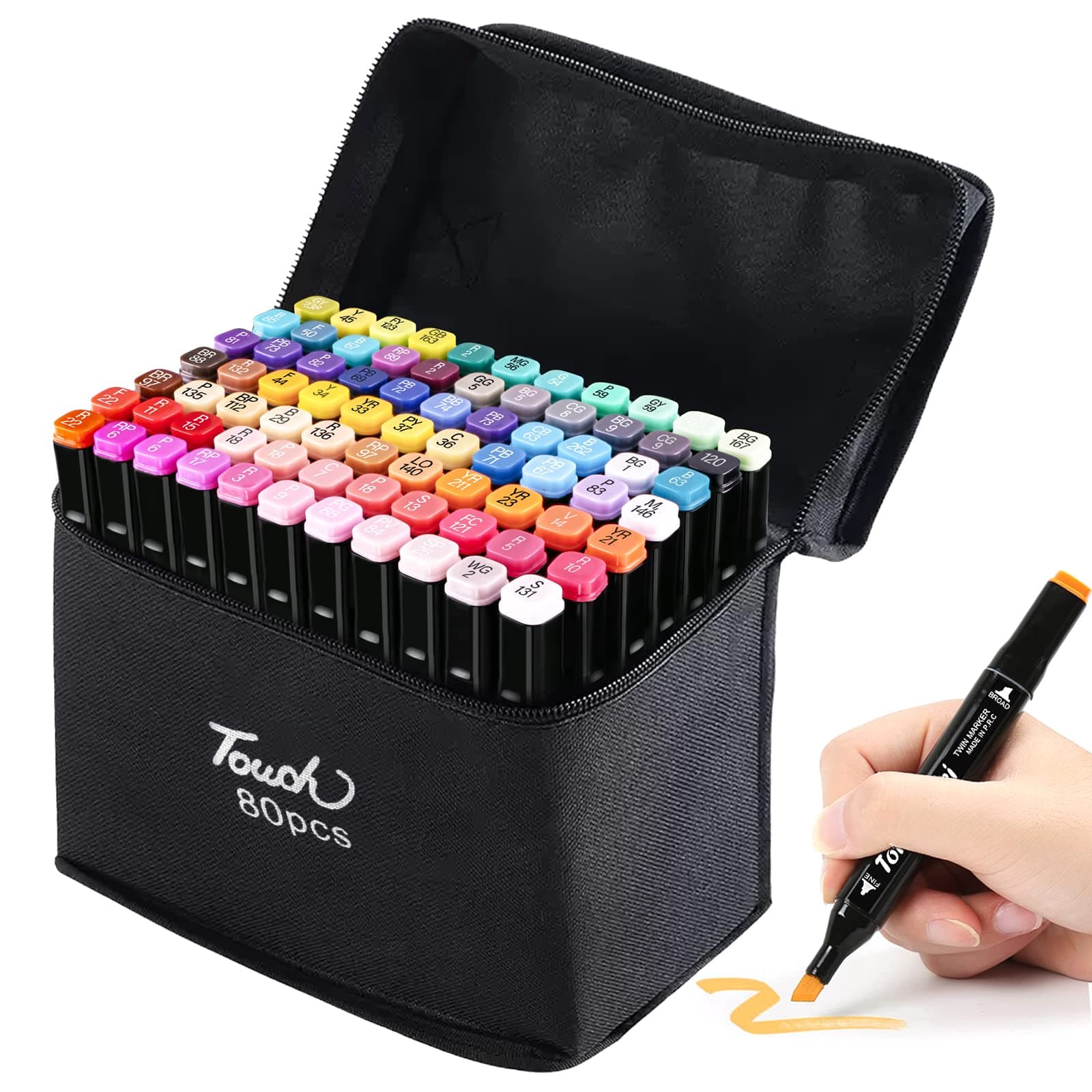 NACOOL 80Colores Plumones Doble Punta Pincel