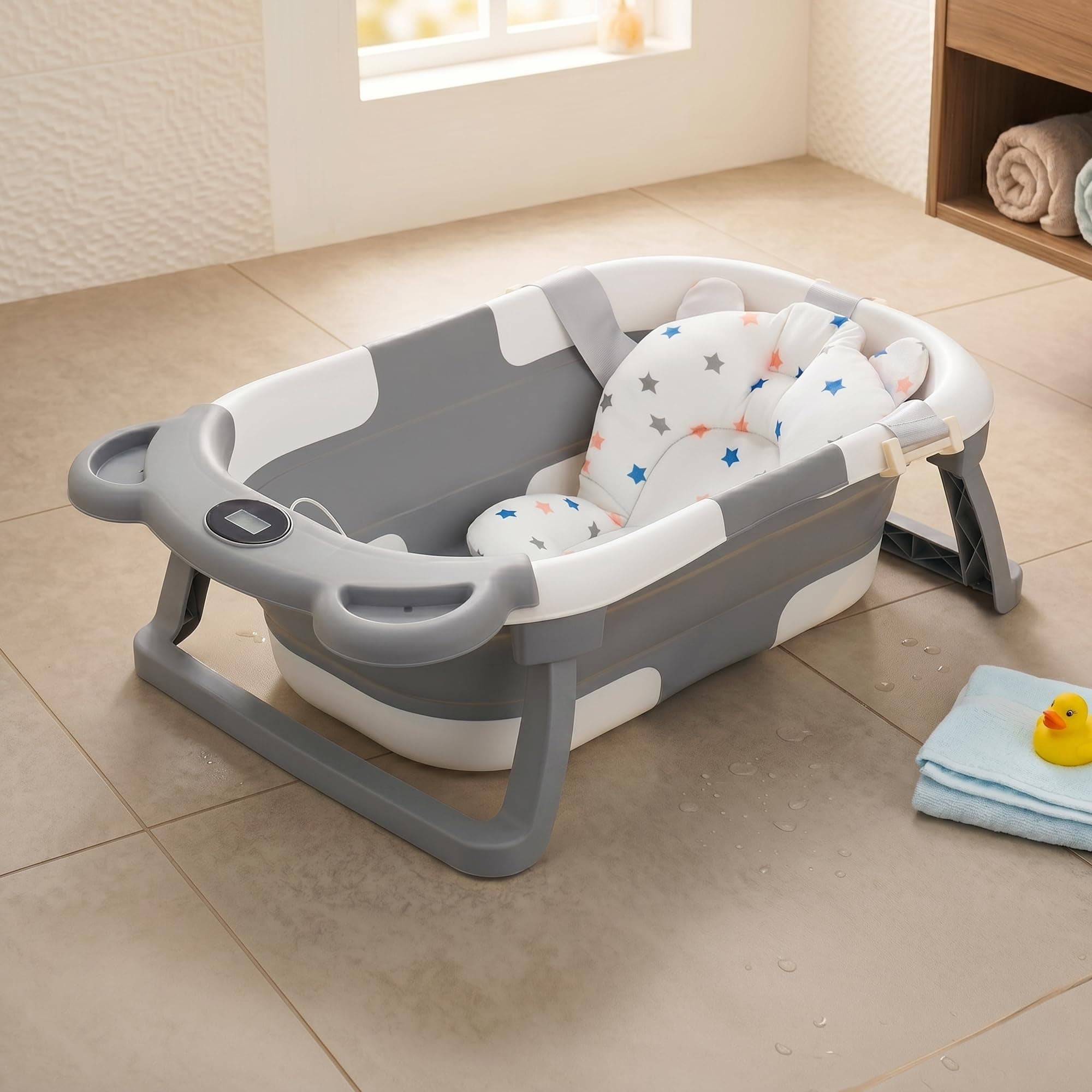 BEBBLY Bañera para Bebé: Moderna Tina de Baño Plegable para Bebé