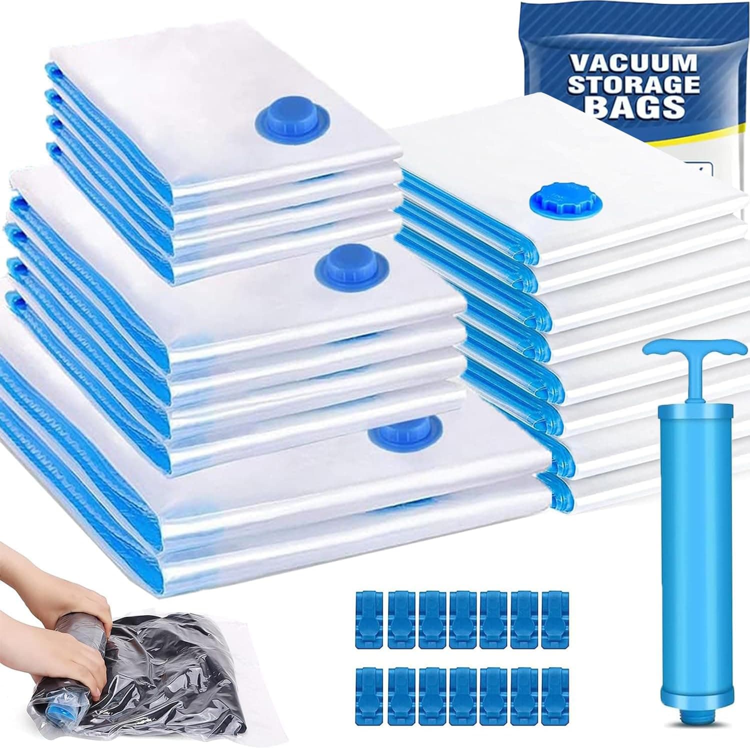 ANNIEMOOM Bolsas de almacenamiento al vacío, 11 Pack reutilizables bolsas de compresión de ahorro
