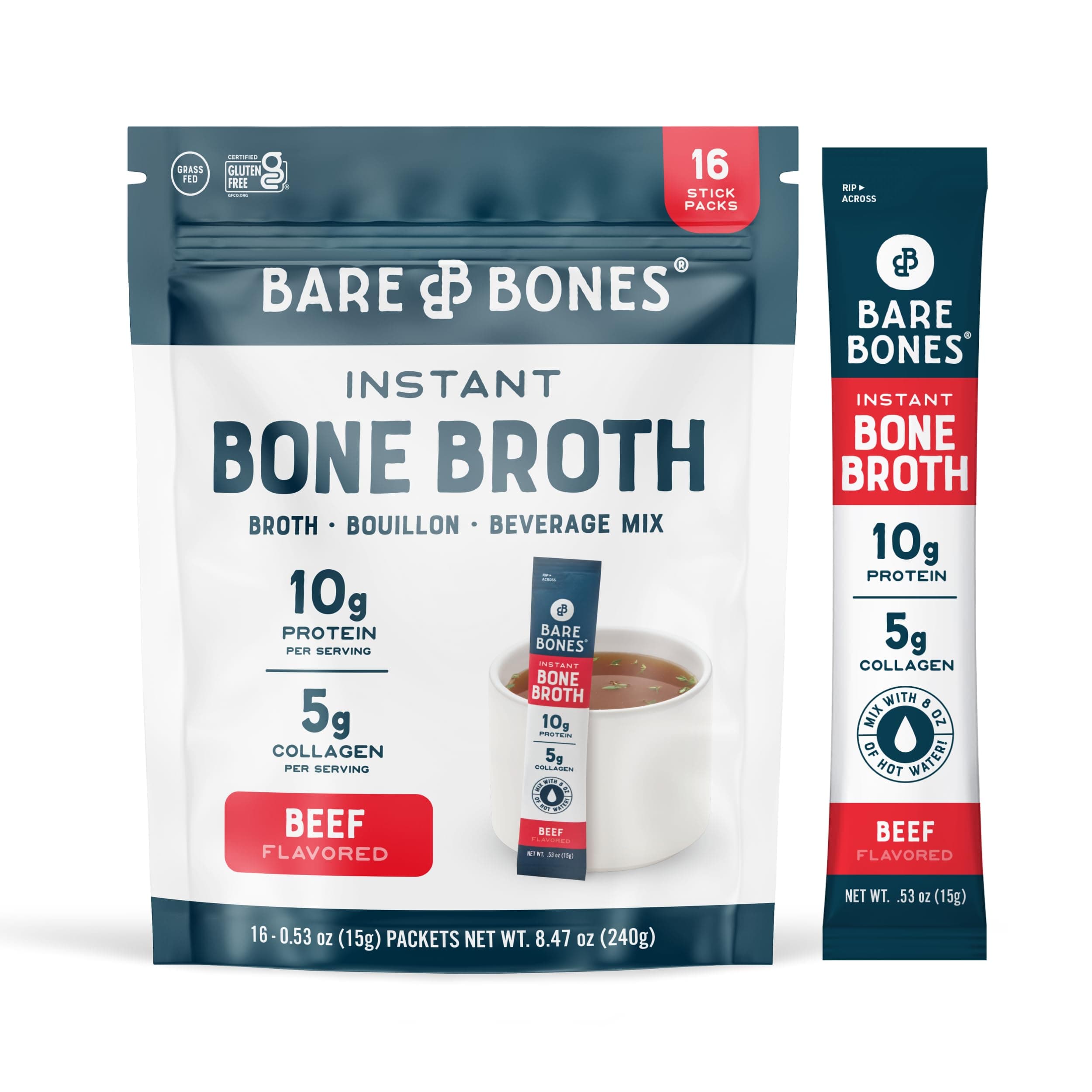 Bare Bones Keto & Paleo Friendly Caldo de hueso instantáneo en polvo para bebidas