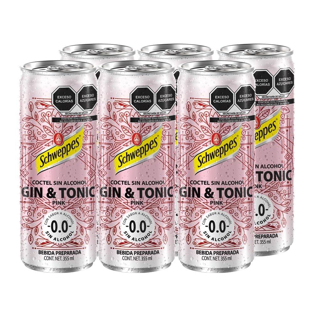Schweppes Mocktails, Gin & Tonic 355ml, Lata (6 pack)