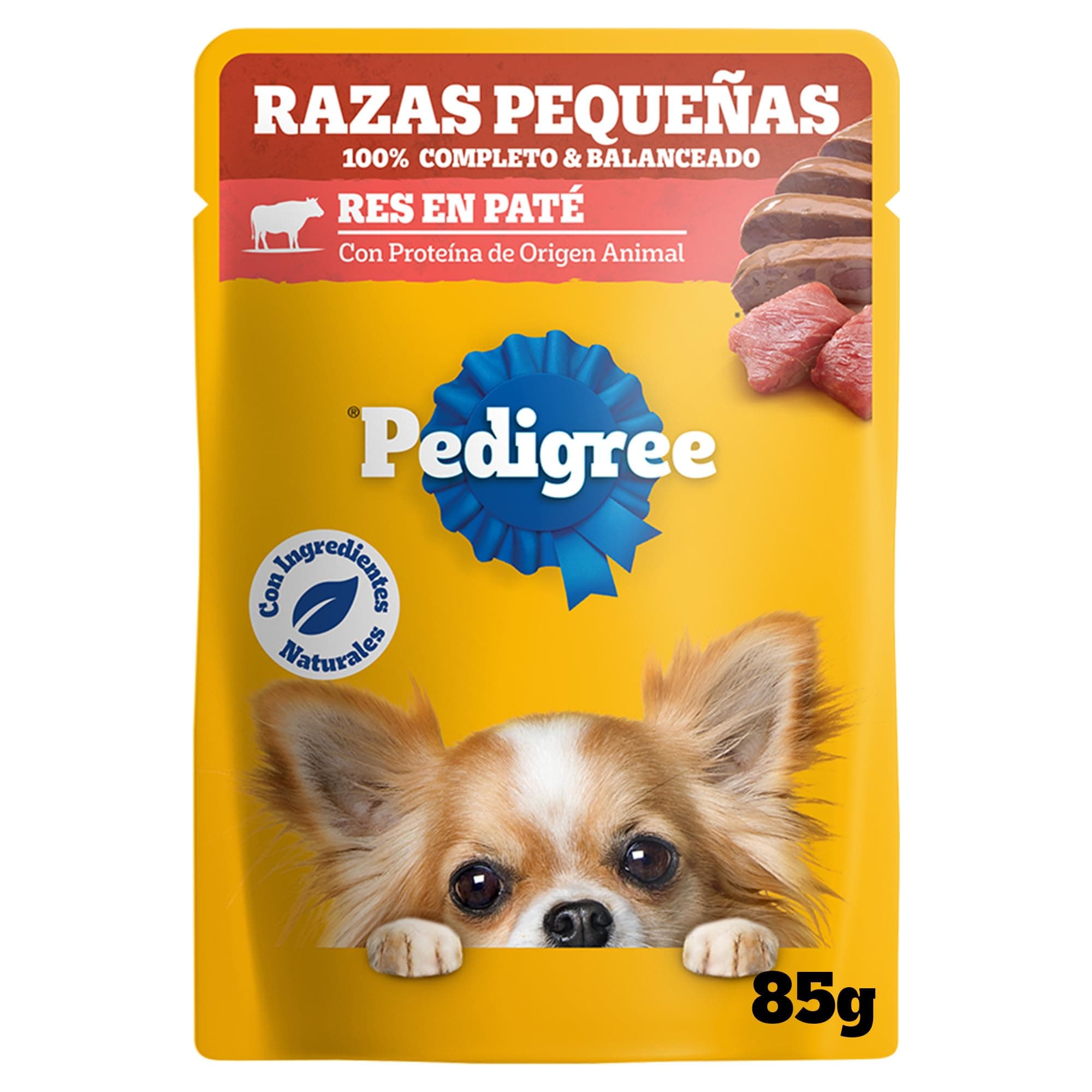 Pedigree Alimento Húmedo Raza Pequeña Sabor Res en paté Filetes 24 Sobres