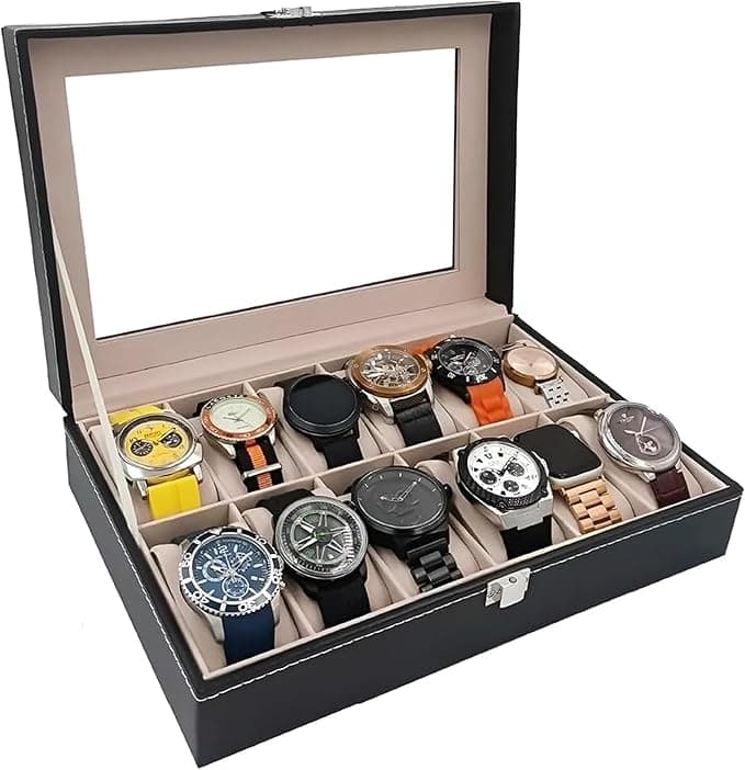 Raganet, Estuche Alhajero Organizador De Relojes Y Joyas Con 12 Espacios Para Reloj, Elegante