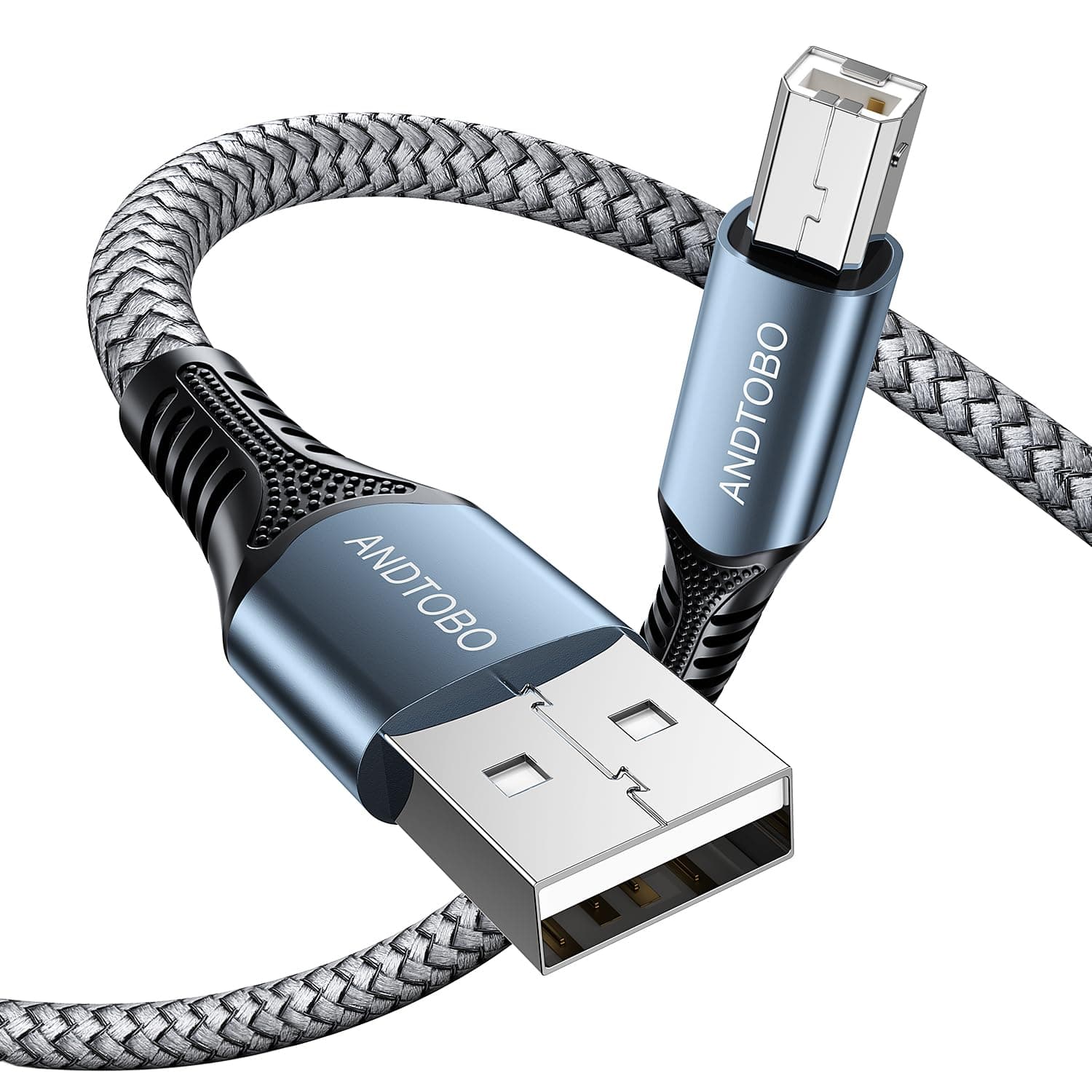 Cable Impresora USB(2M), USB 2.0 Tipo A a Tipo B cable, Cable USB a B de Nylon para Connectar