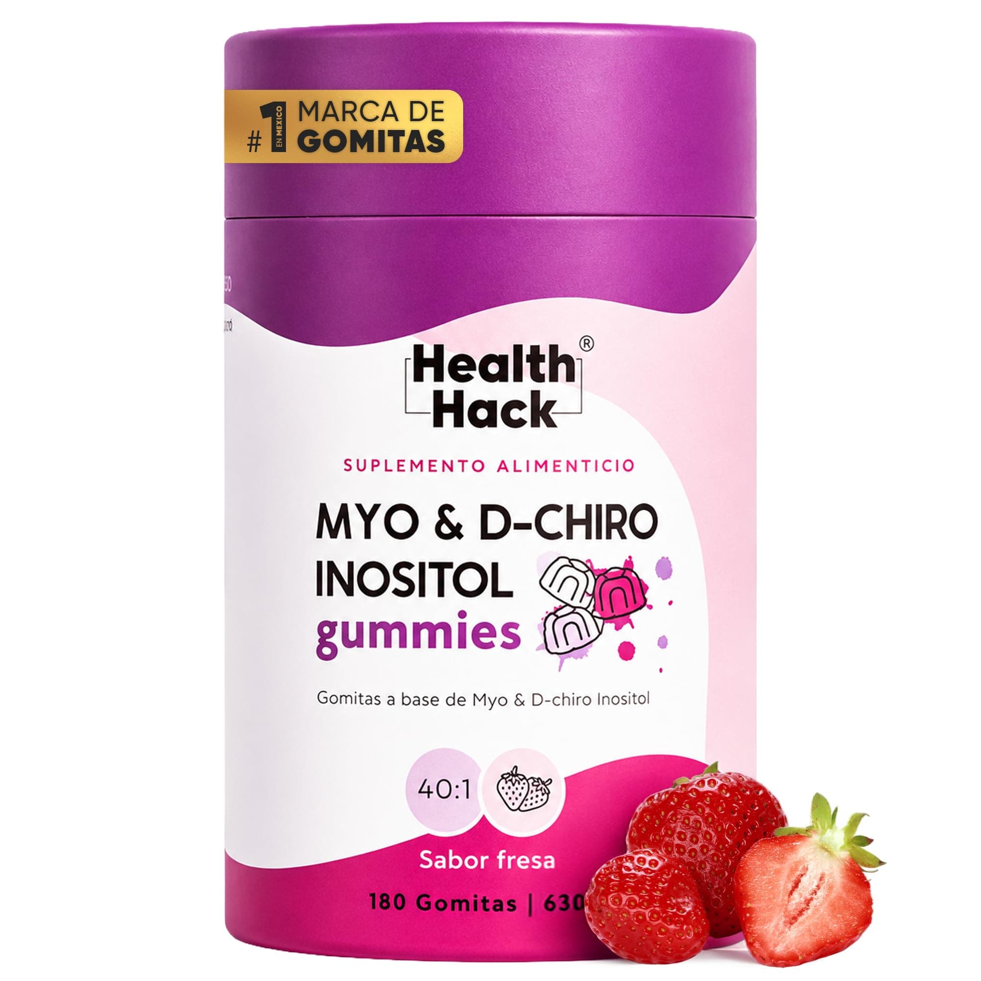 Myo Inositol y D-Chiro Inositol 40:1 180 Gomitas Sin Azúcar Health Hack