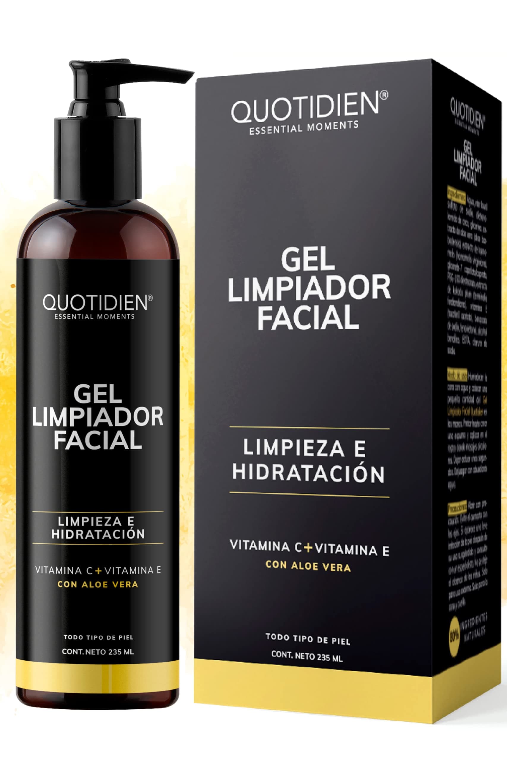 Gel Limpiador Facial con Vitamina C + Vitamina E + Aloe Vera
