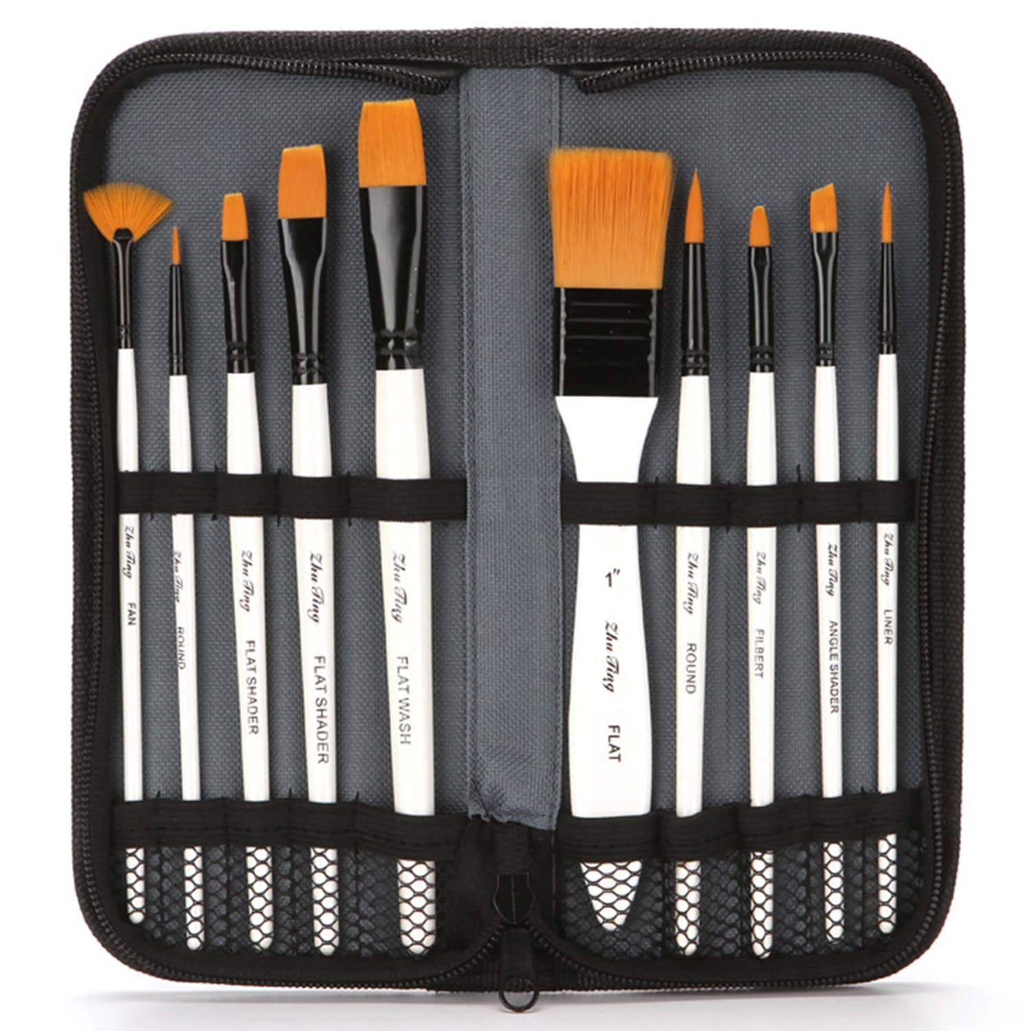 JohnLone Cepillos de Pintura Práctico Juego de 10 Pinceles de Nylon para el Cabello
