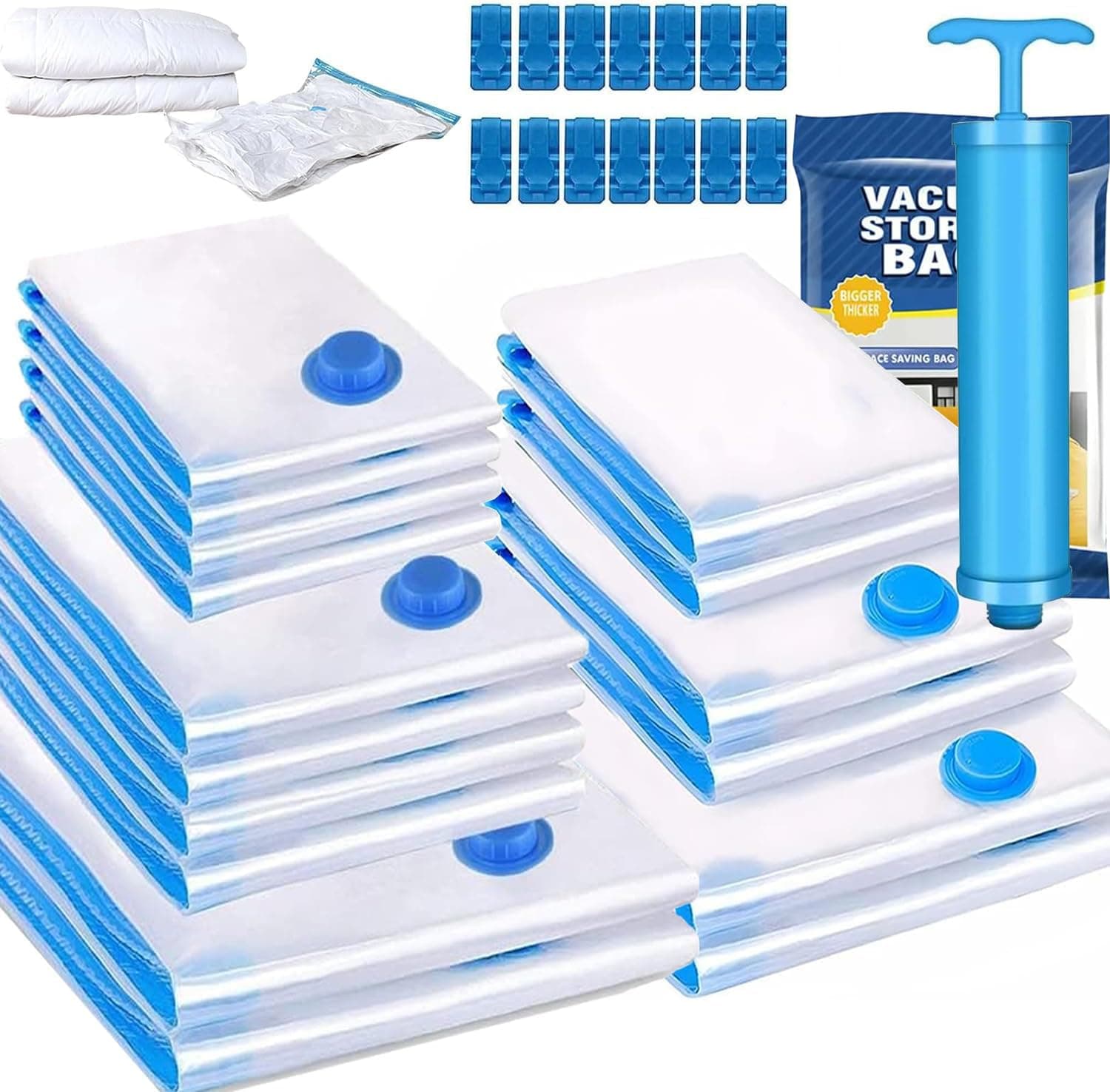 ANNIEMOOM - Bolsas de almacenamiento al vacío, 10 Pack Bolsas de compresión reutilizables de Ahorro