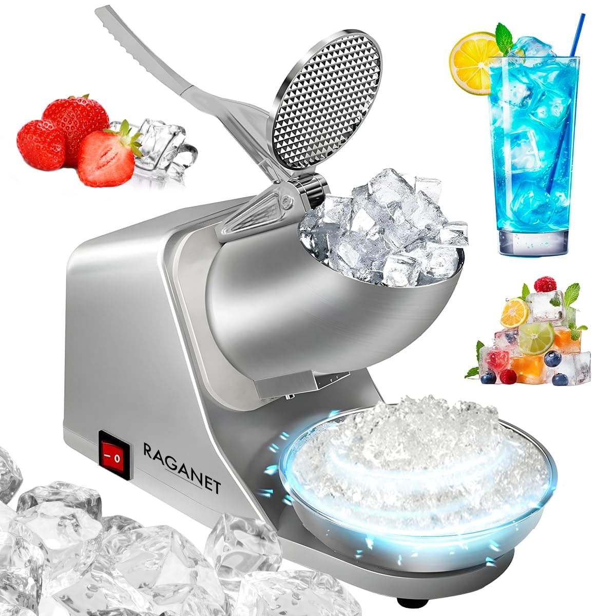 Raganet, Triturador De Hielo Eléctrico, Maquina Trituradora de 150W, Ice Crusher de Acero