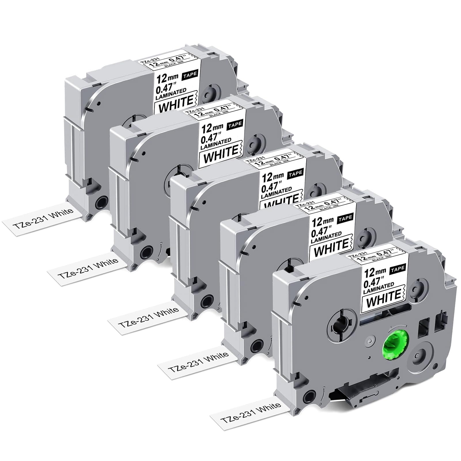 HDMSYD 5 Piezas Cinta de Etiquetas Compatible para Brother P Touch Label Tape TZe-231 Cinta de