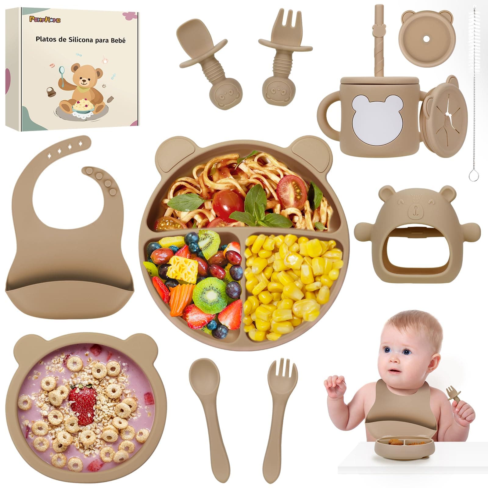 PERRYHOME 12pzs Platos para Bebés Silicon