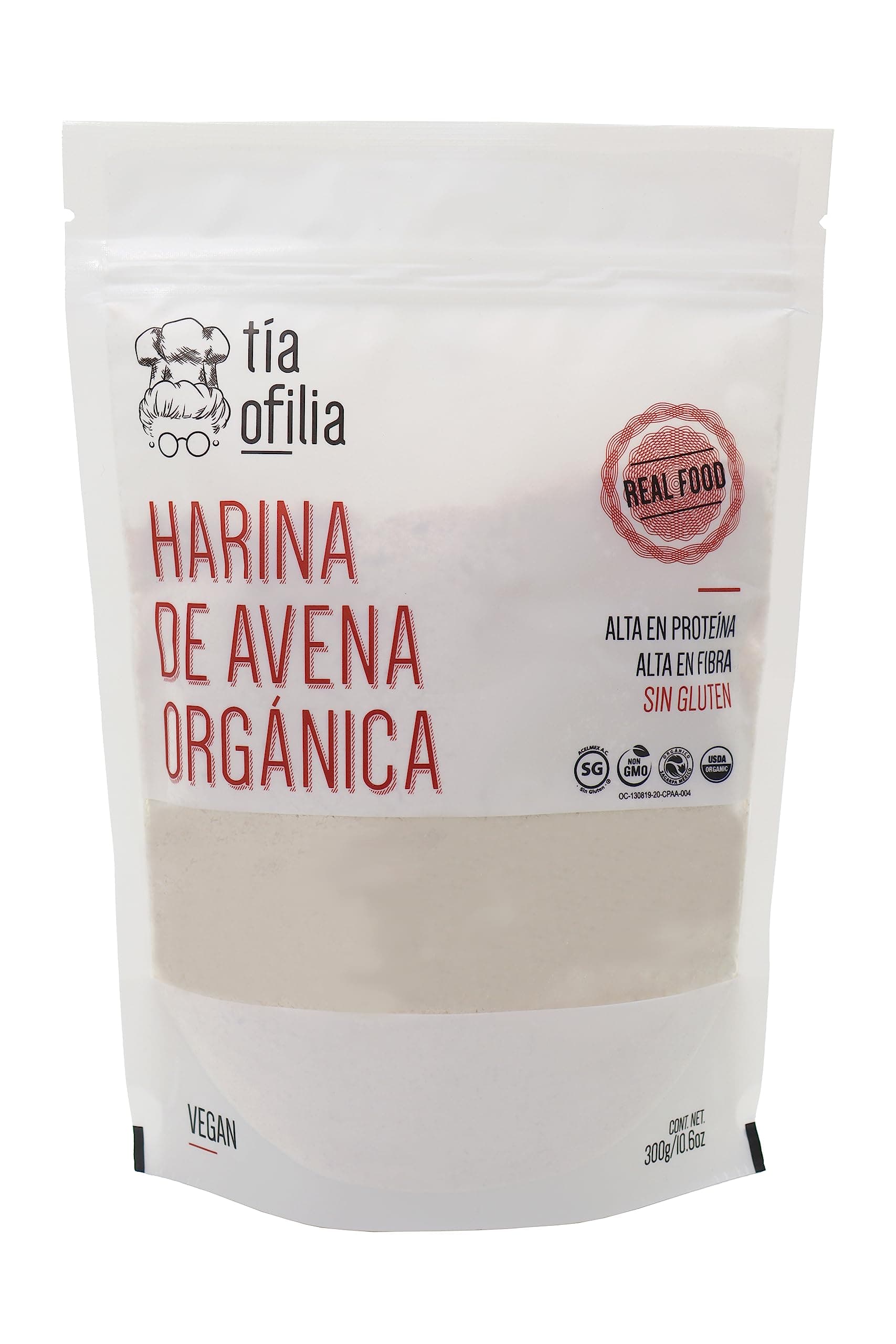 Tía Ofilia | Harina de Avena Orgánica | Alta en fibra | Certificada libre de gluten | Sin alérgenos