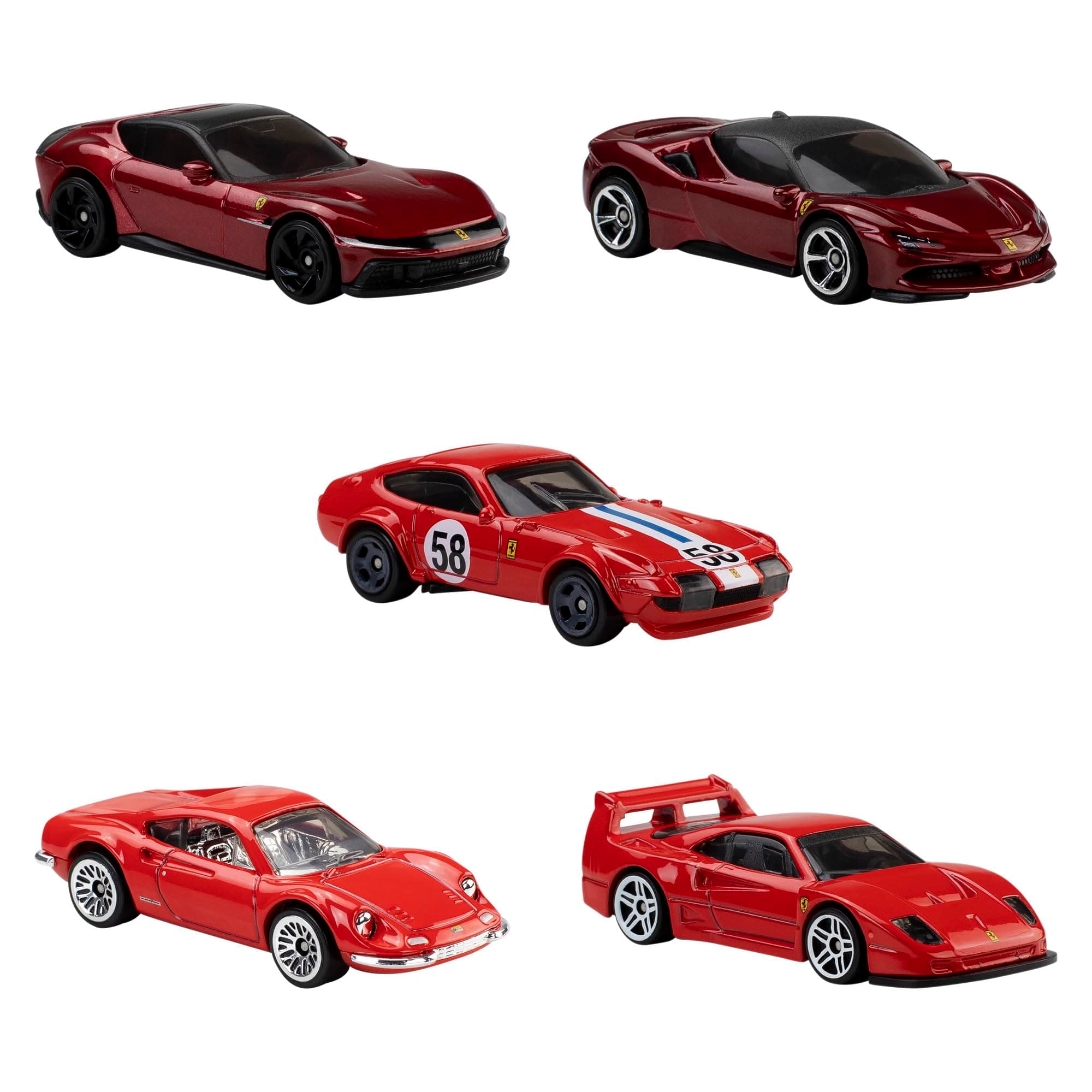Hot Wheels Diecast Vehículo De Juguete Paquete De 5 Autos Rosso