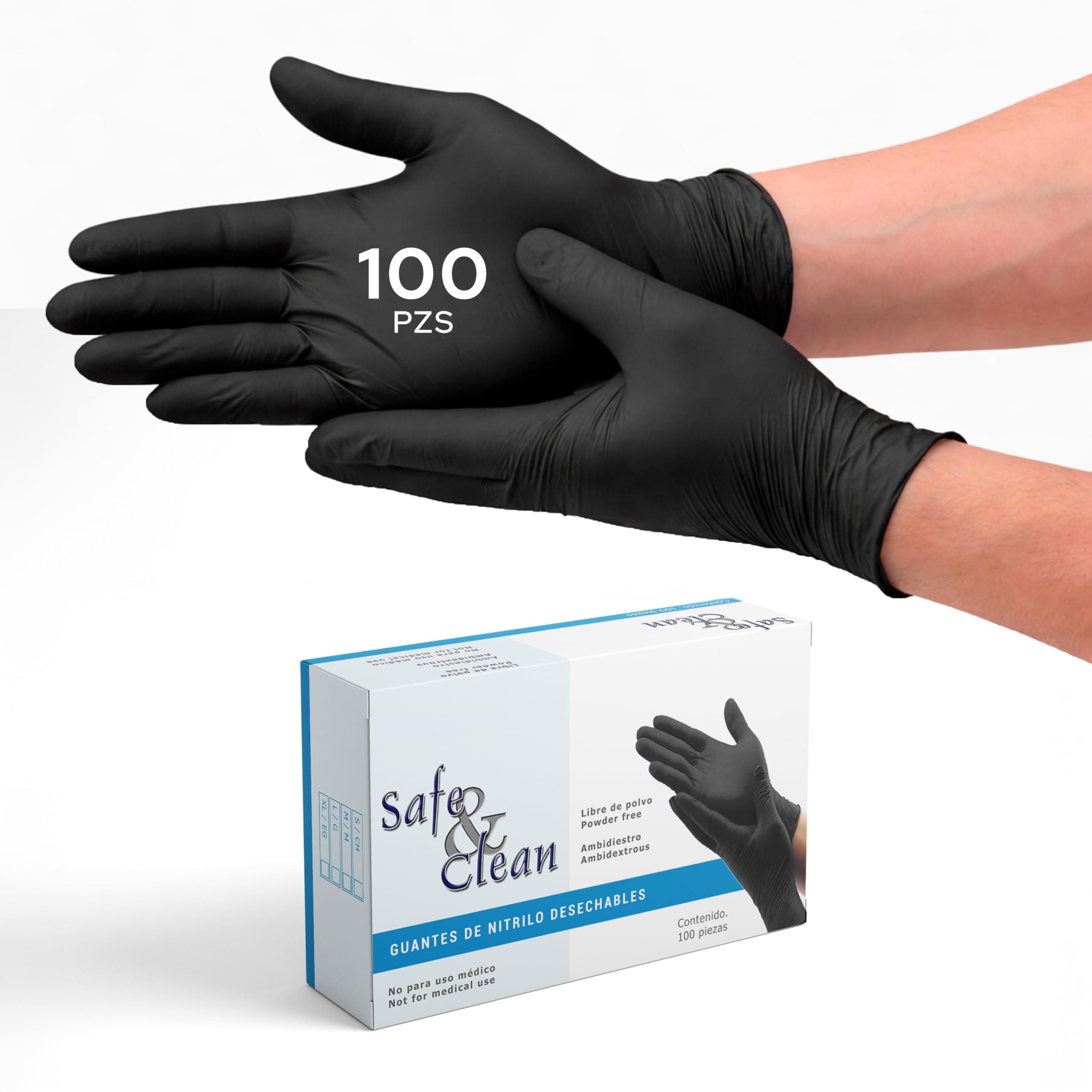 Guantes de Nitrilo Desechables Negros 100 Piezas Sin Látex Sin Polvo Guantes Resistentes