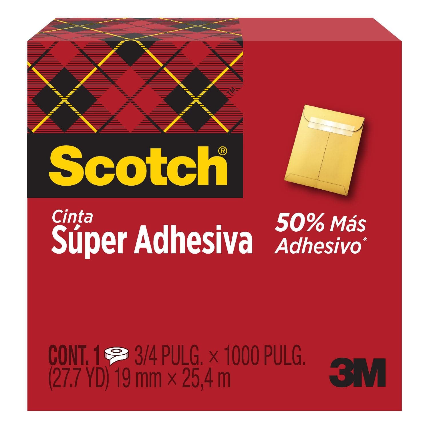 SCOTCH 3M Cinta Súper Adhesiva Transparente 1 rollo de 19mm x 25.4m