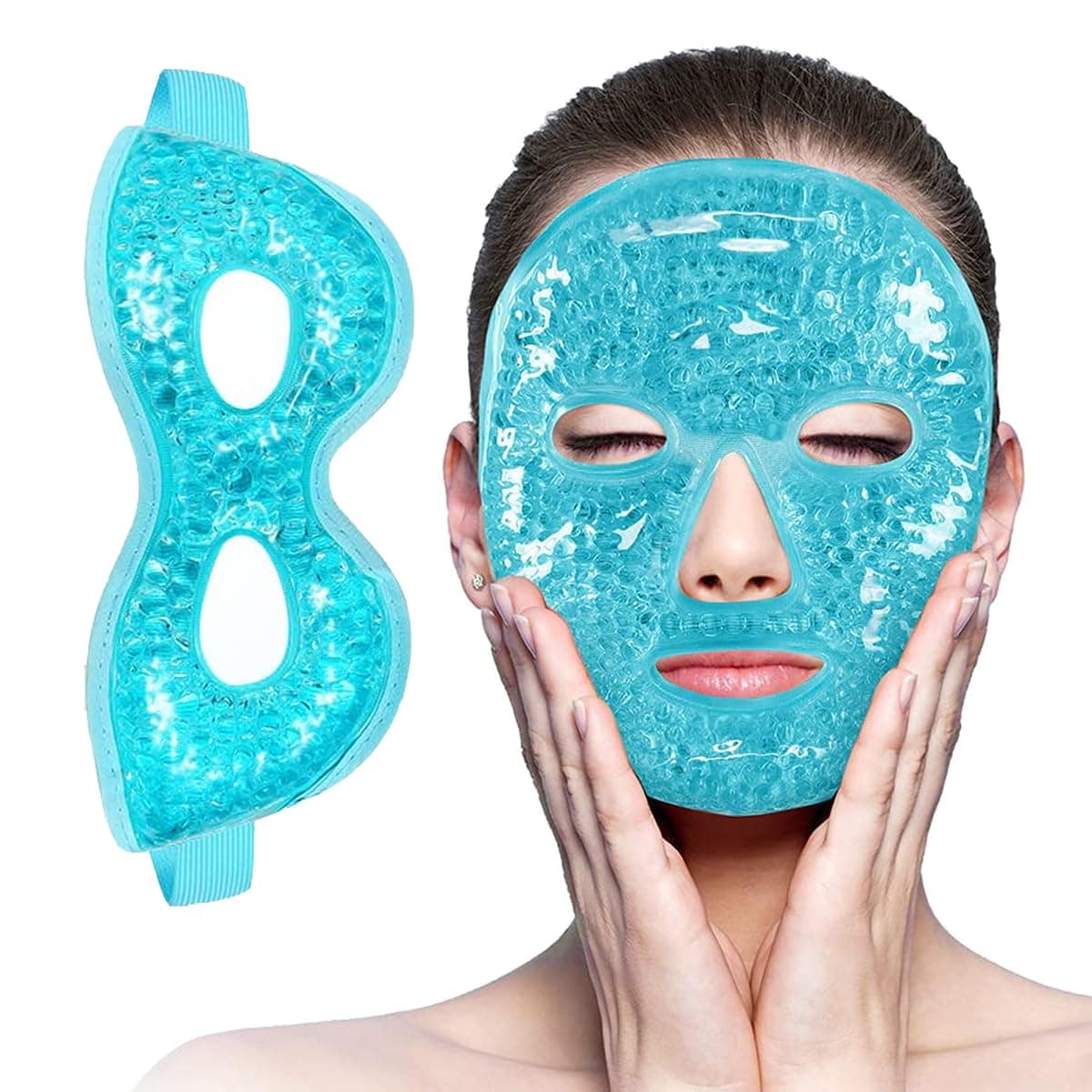 Antifaz Gel para Ojos y Mascara Hielo Facial para Hinchados/Ojeras/Migraña